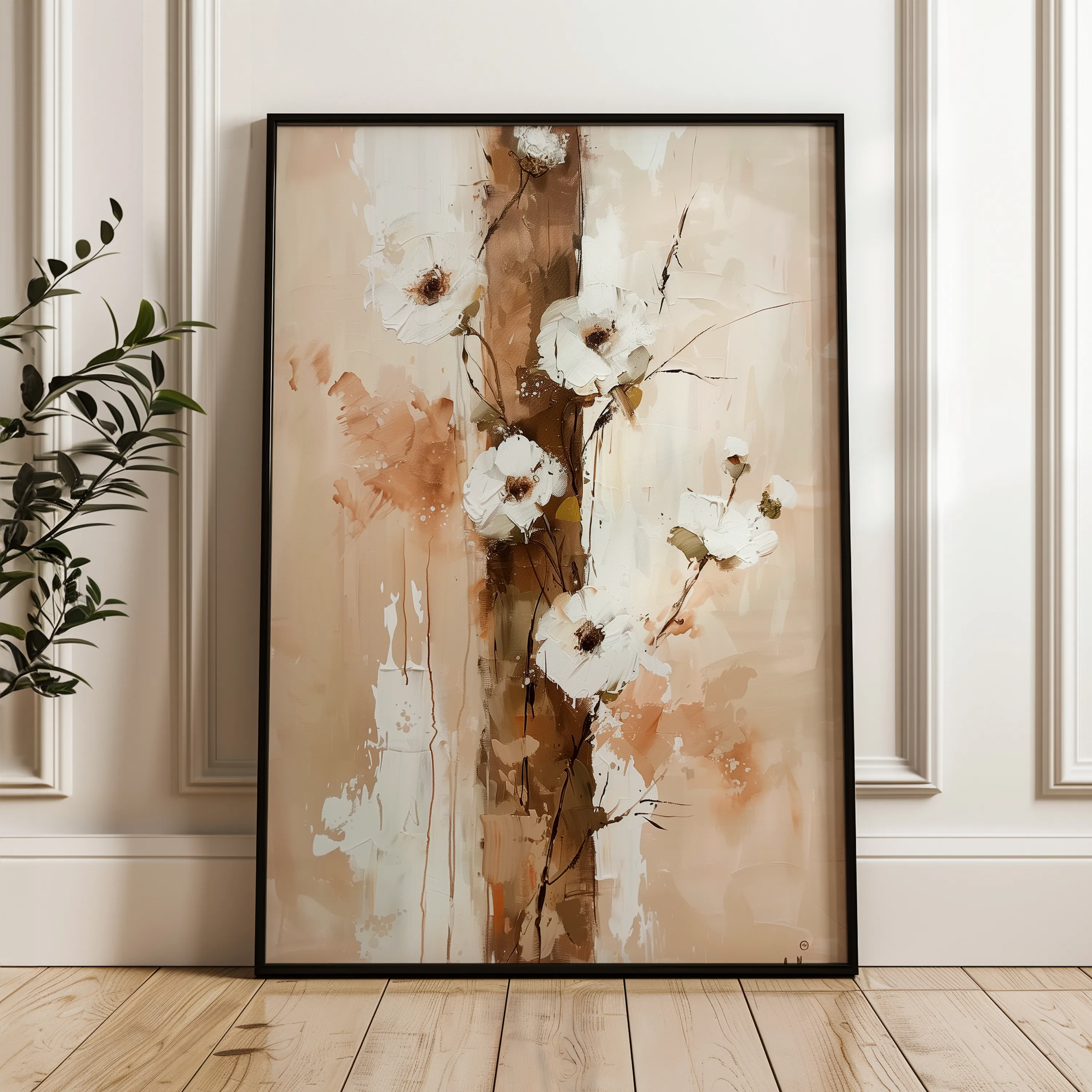 Floral 721 Canvas Art 60 x 40 cm / Black