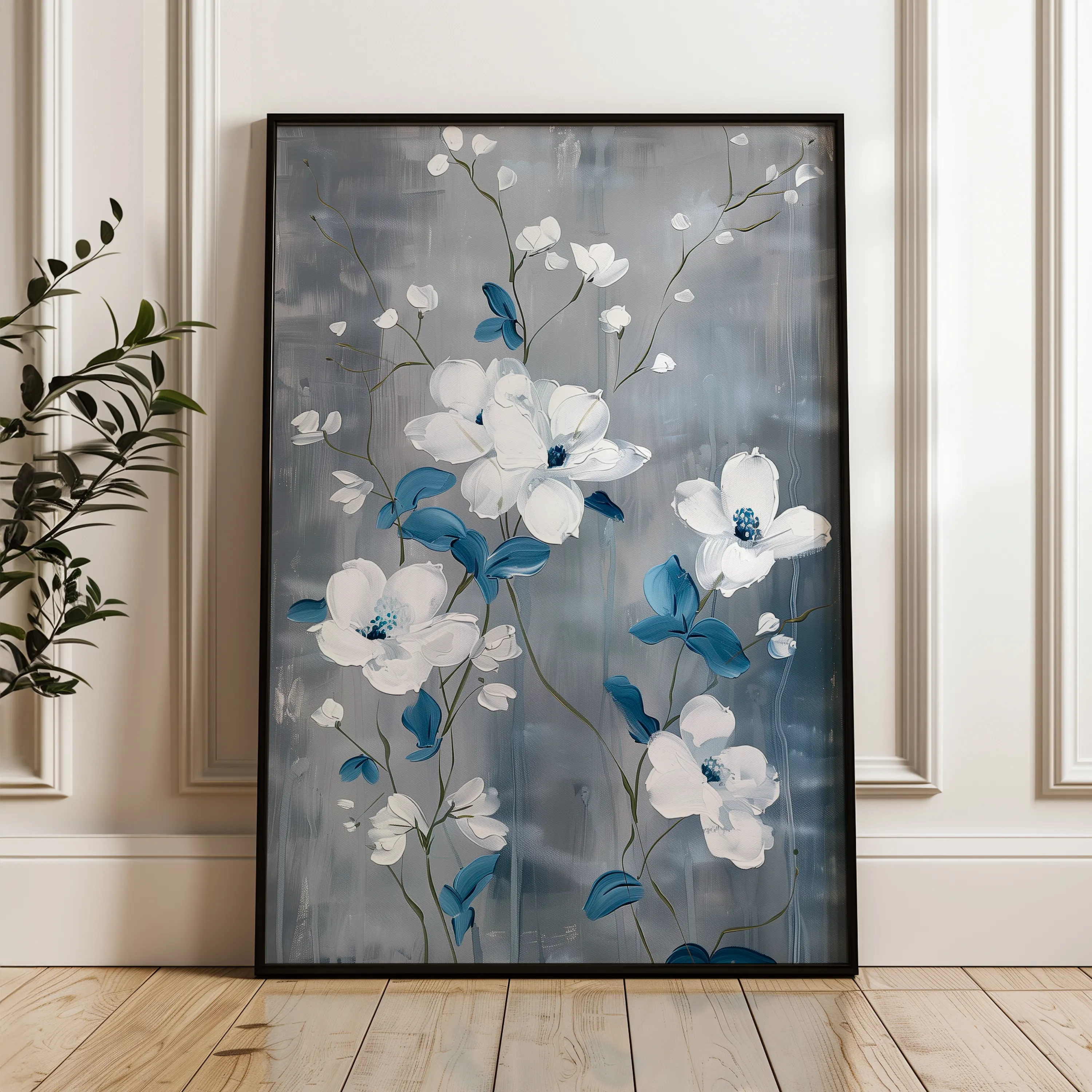 Floral 722 Canvas Art 60 x 40 cm / Black