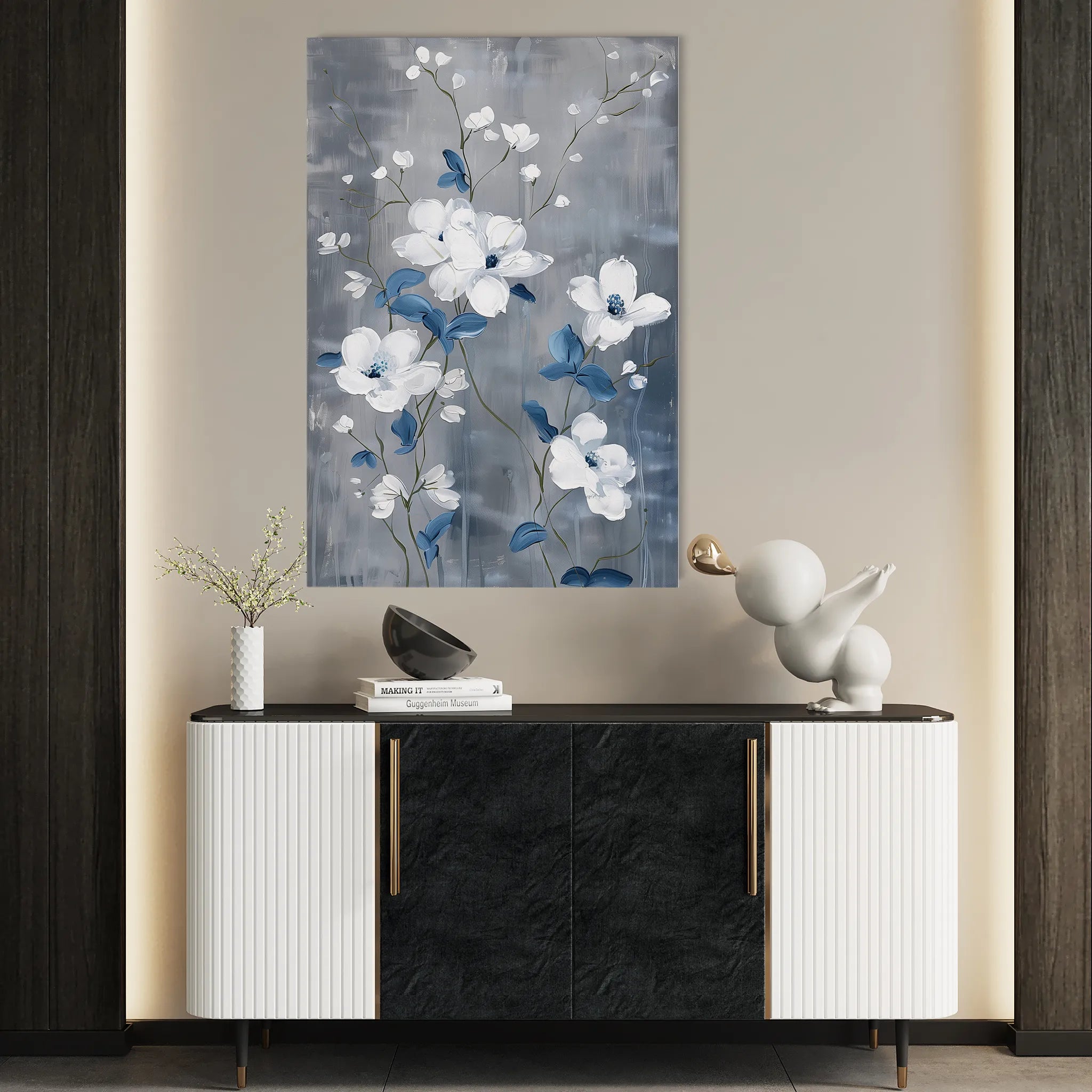 Floral 722 Canvas Art 60 x 40 cm / Black