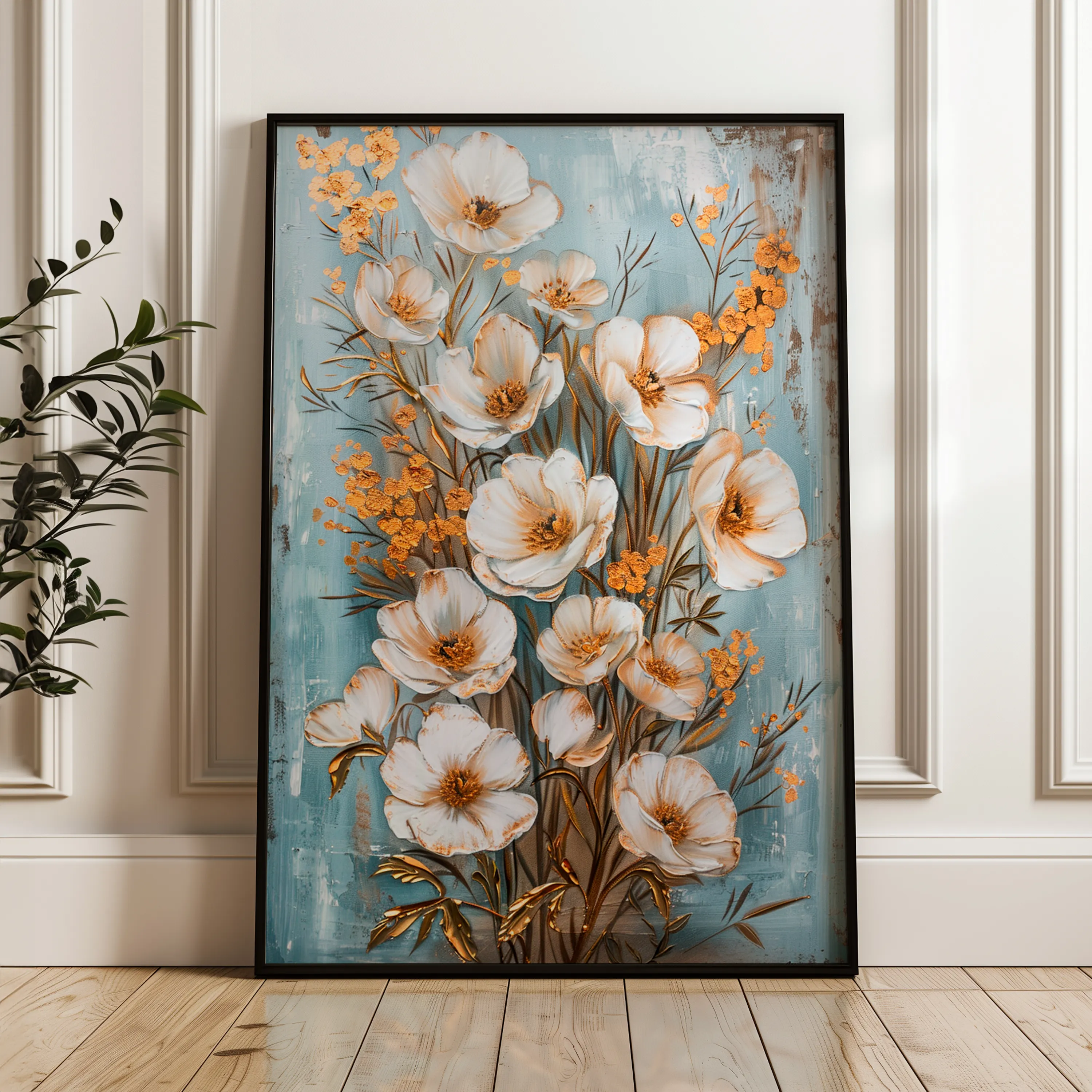 Floral 723 Canvas Art 60 x 40 cm / Black
