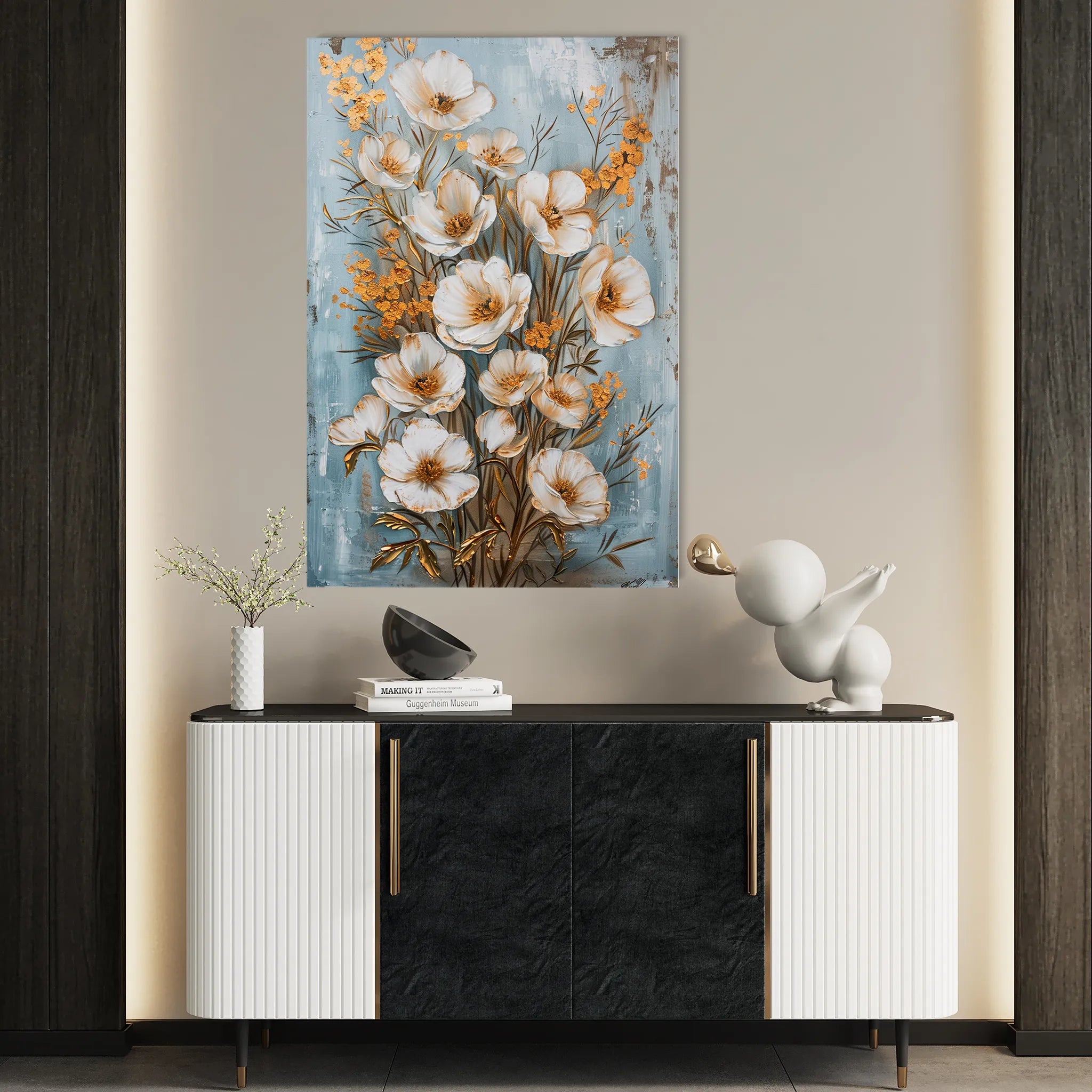 Floral 723 Canvas Art 60 x 40 cm / Black