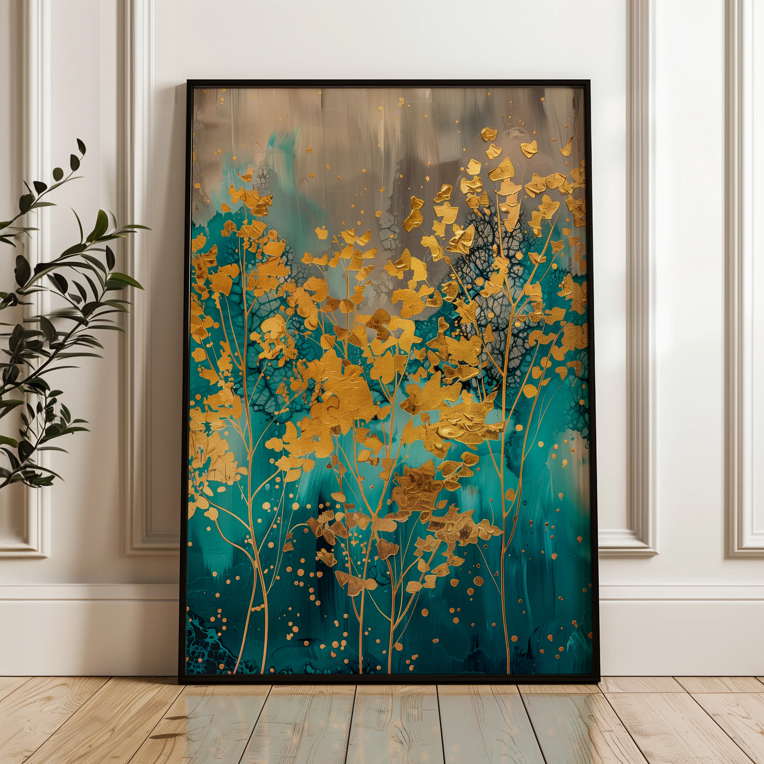 Floral 724 Canvas Art 60 x 40 cm / Black