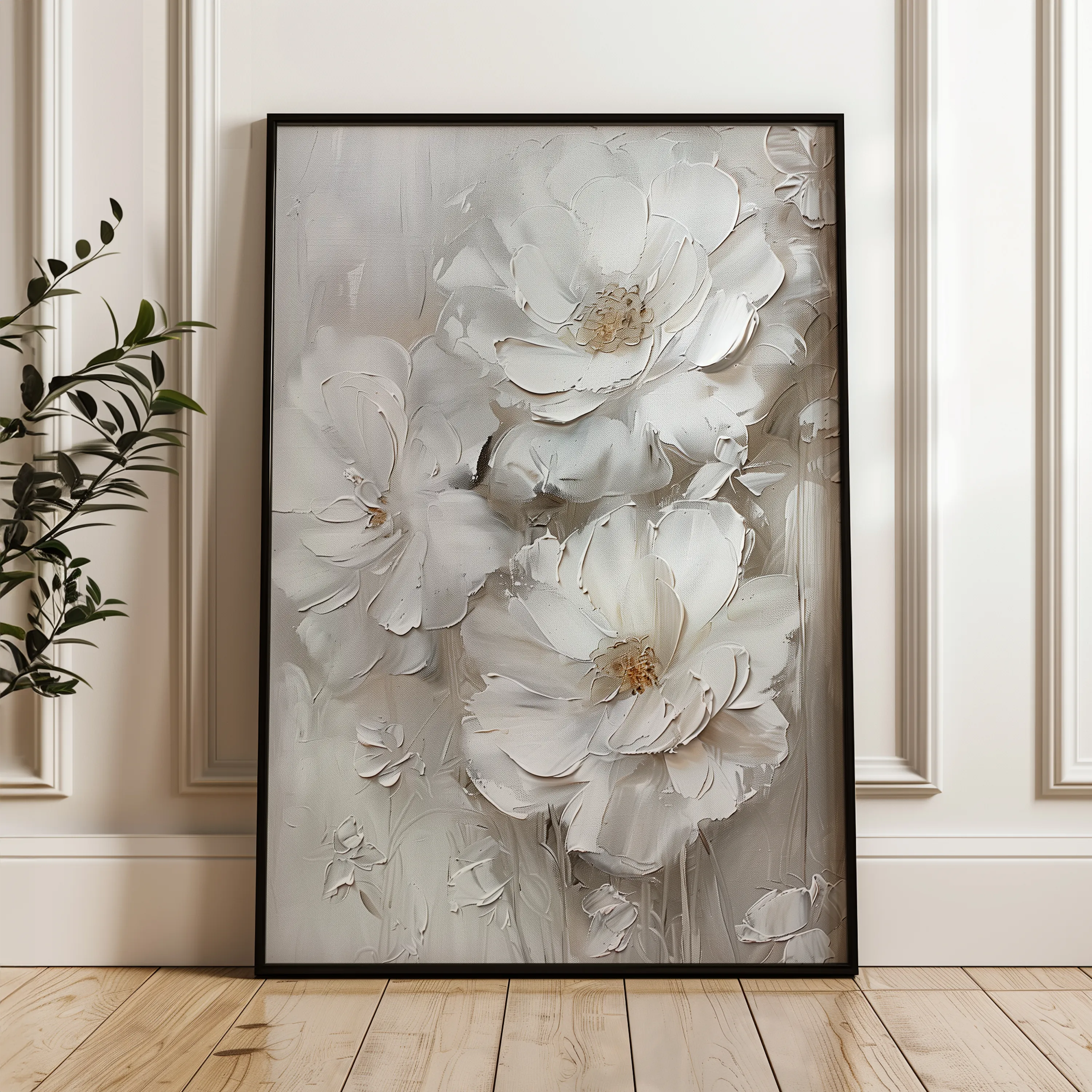 Floral 725 Canvas Art 60 x 40 cm / Black