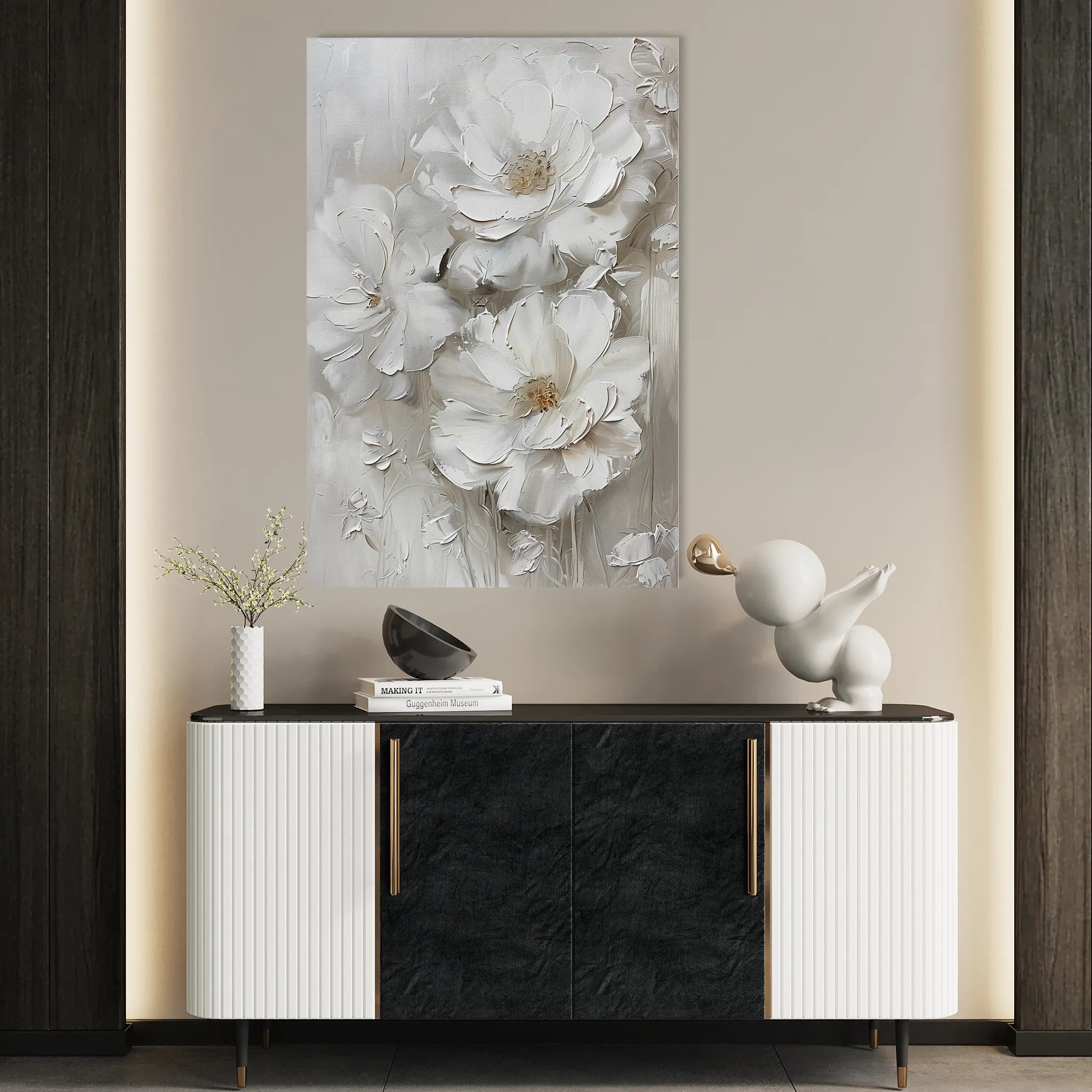 Floral 725 Canvas Art 60 x 40 cm / Black