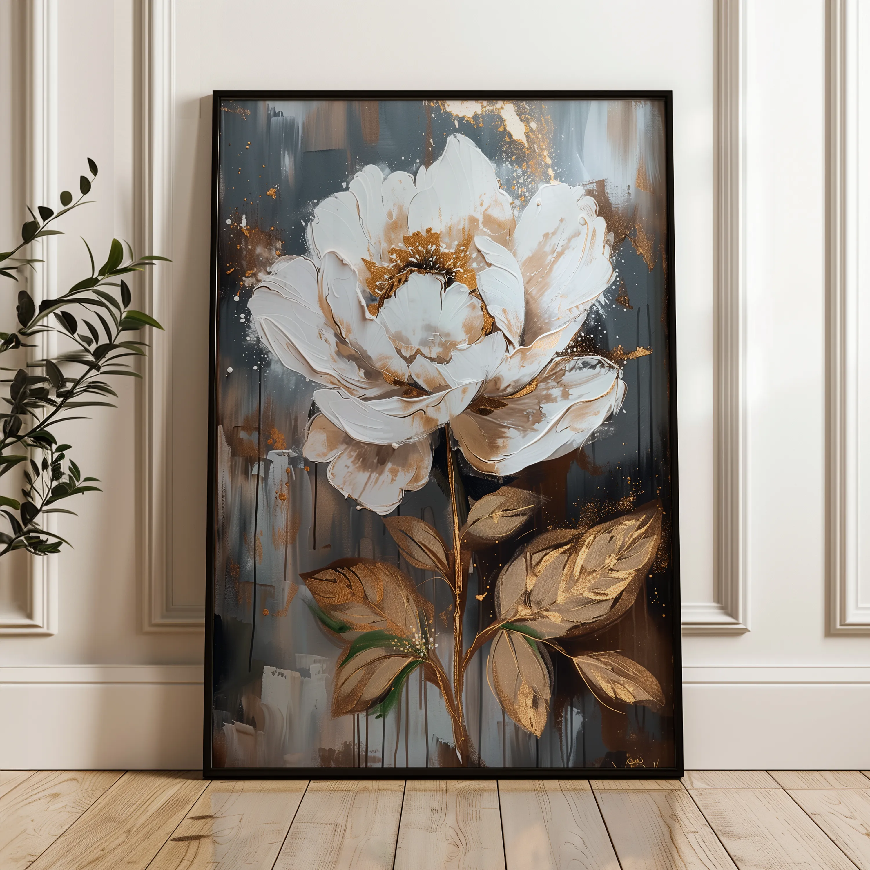 Floral 727 Canvas Art 60 x 40 cm / Black