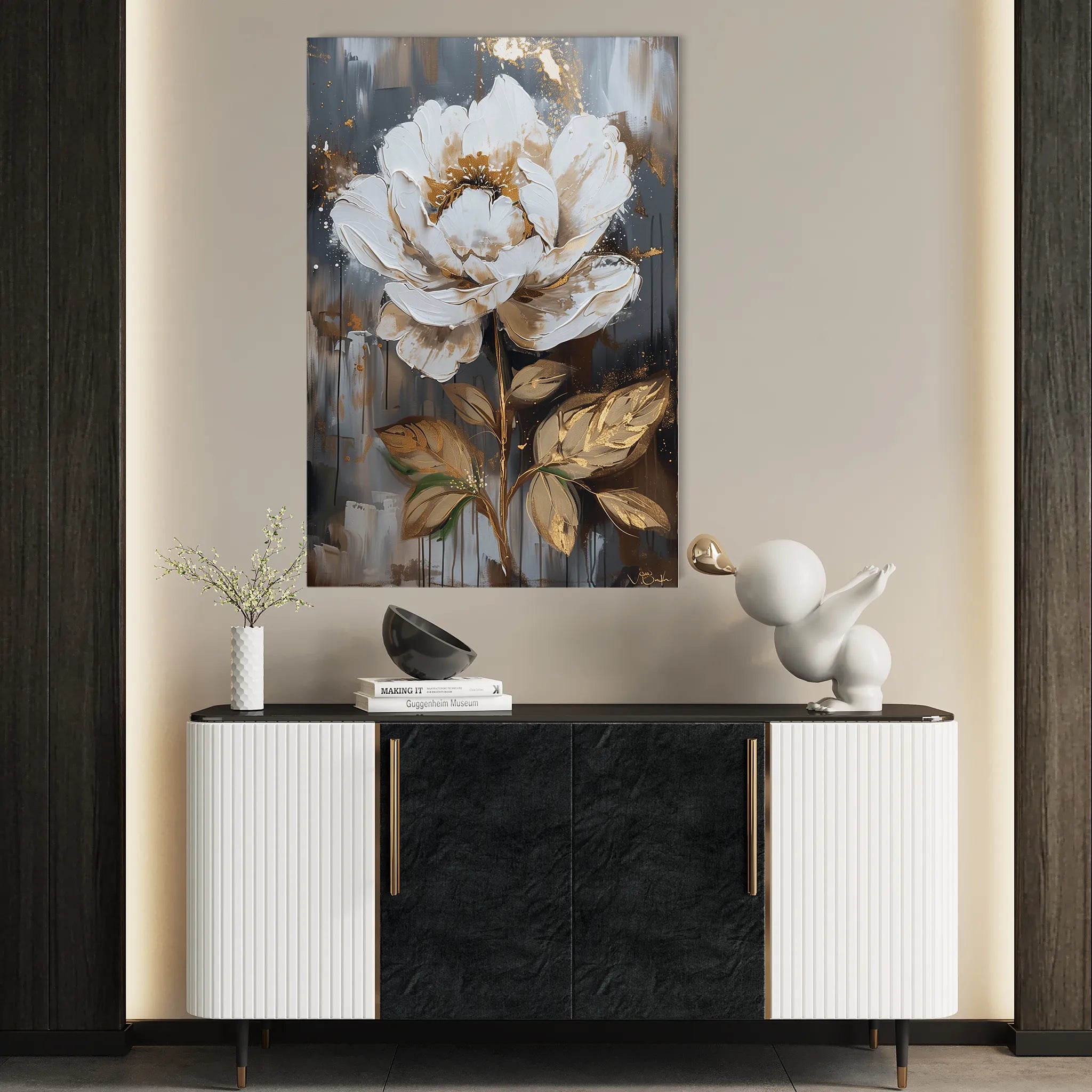 Floral 727 Canvas Art 60 x 40 cm / Black