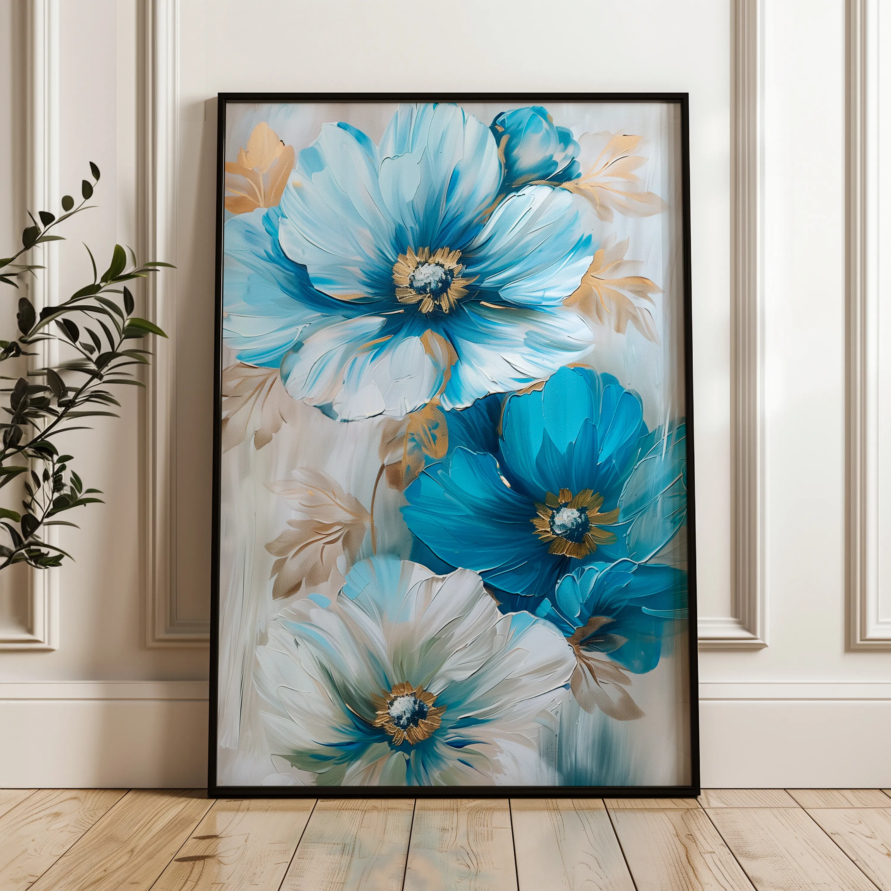 Floral 728 Canvas Art 60 x 40 cm / Black