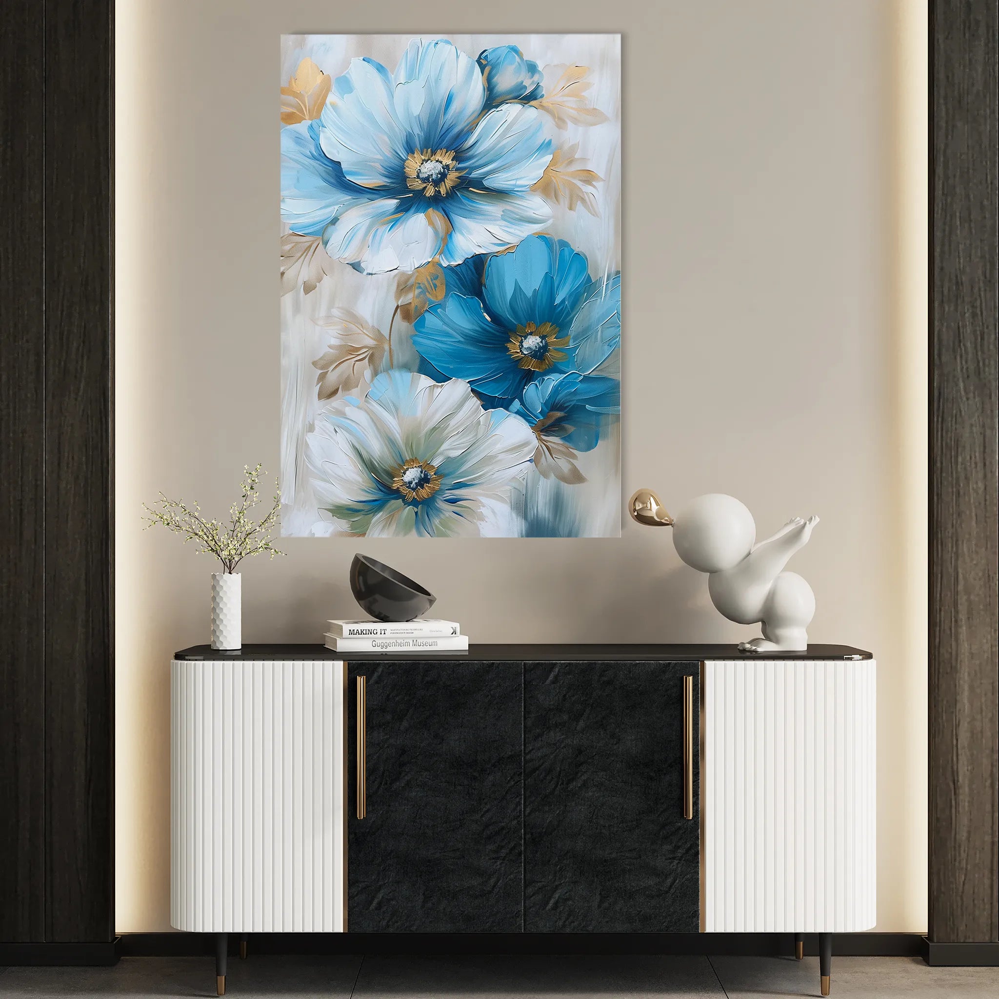 Floral 728 Canvas Art 60 x 40 cm / Black