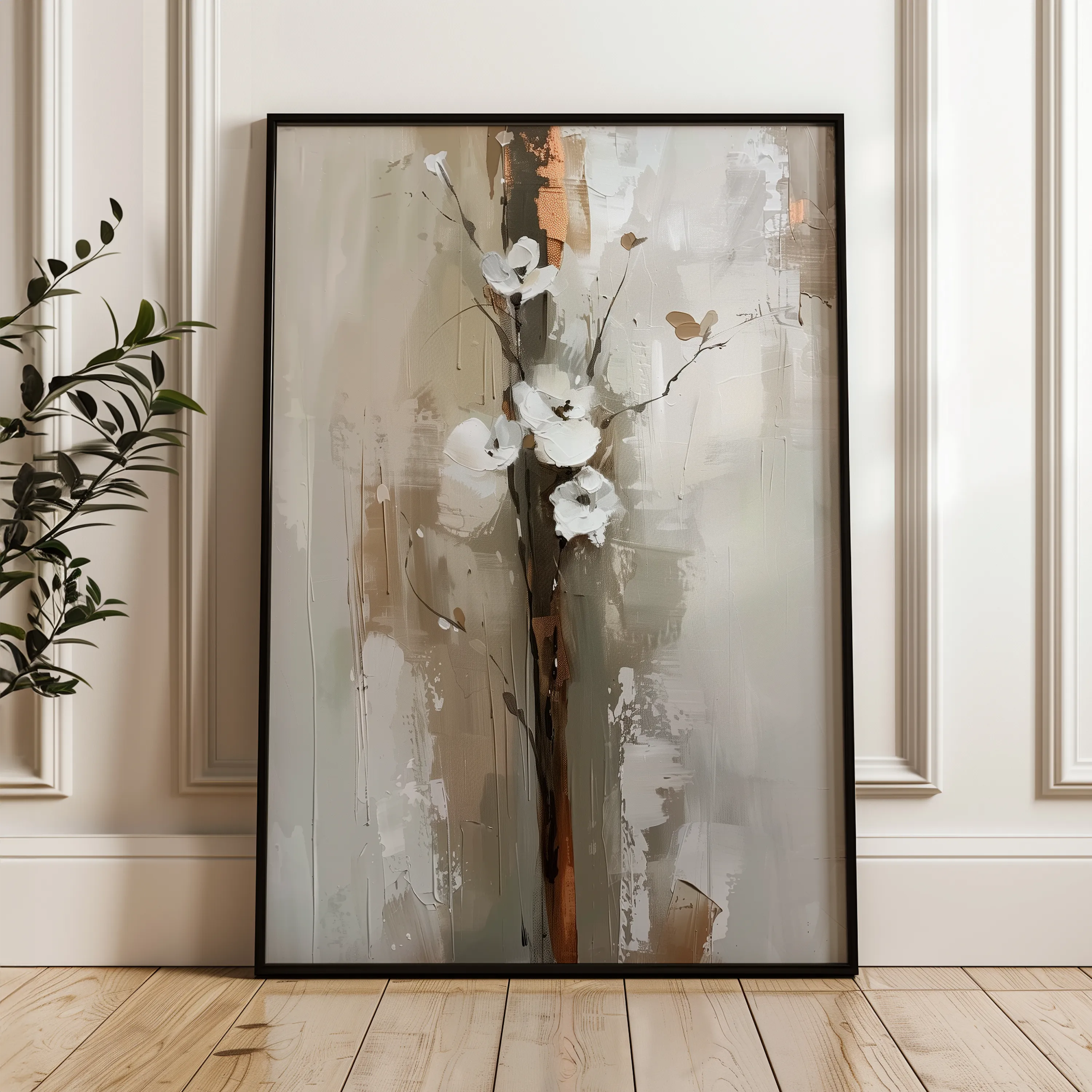Floral 729 Canvas Art 60 x 40 cm / Black