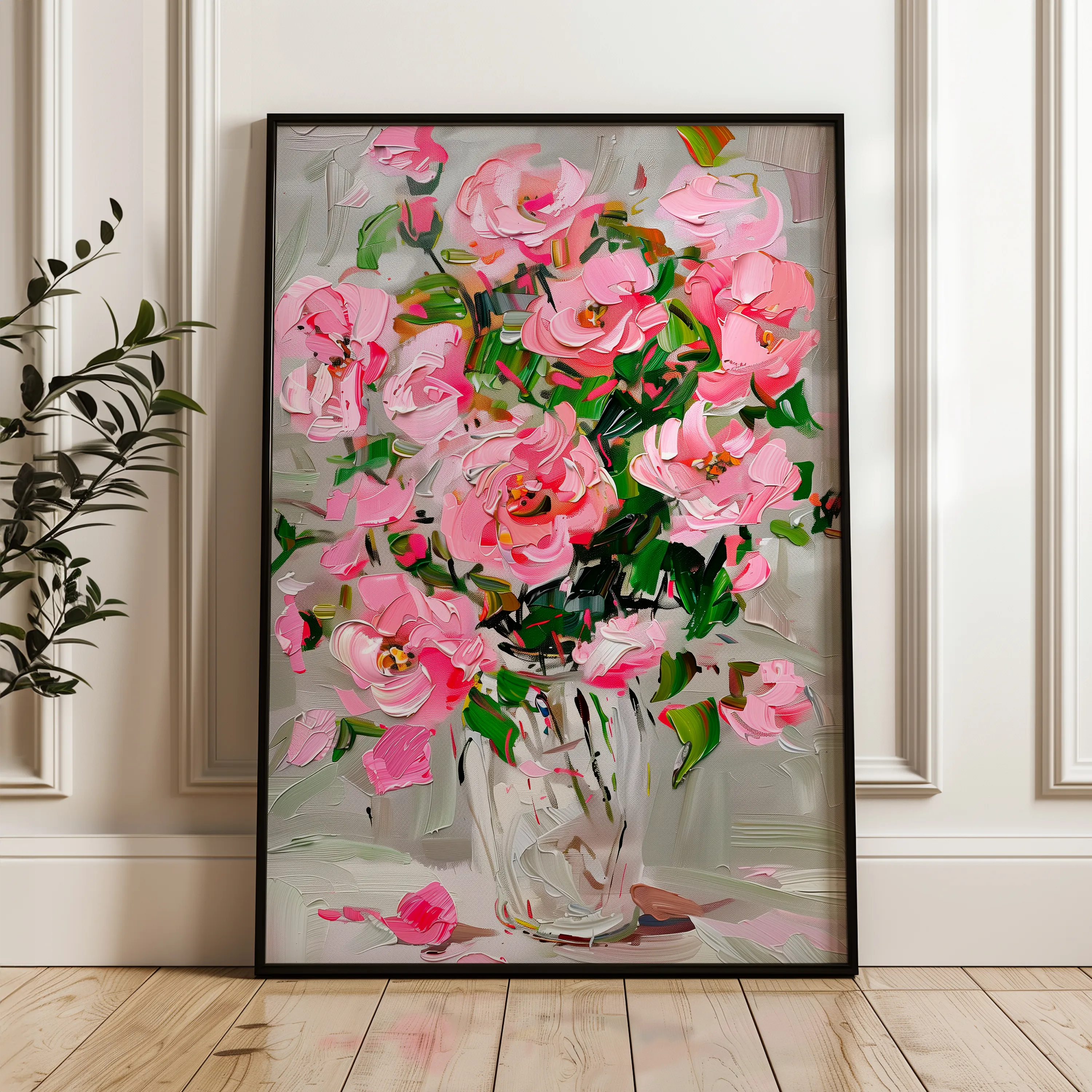 Floral 730 Canvas Art 60 x 40 cm / Black