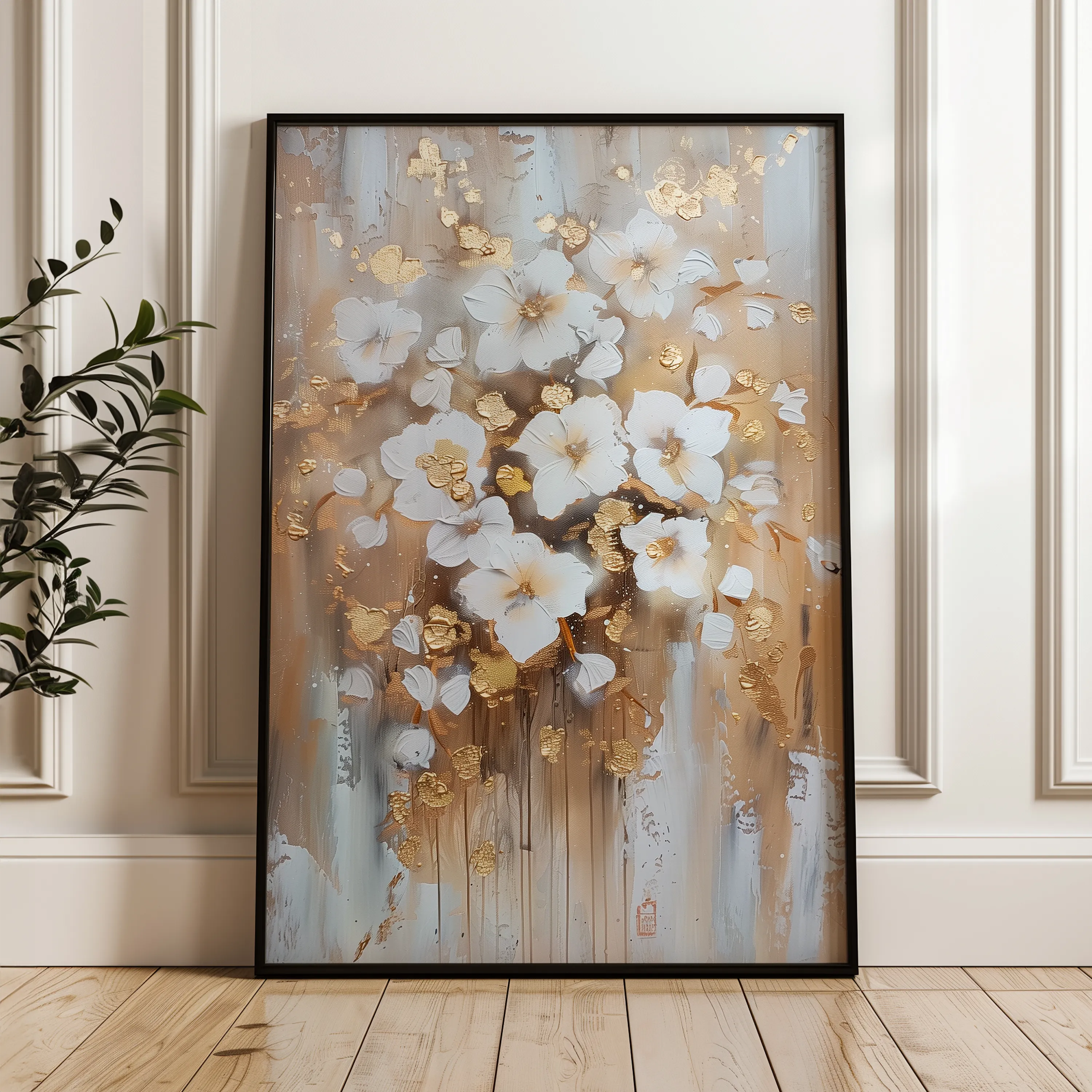 Floral 731 Canvas Art 60 x 40 cm / Black