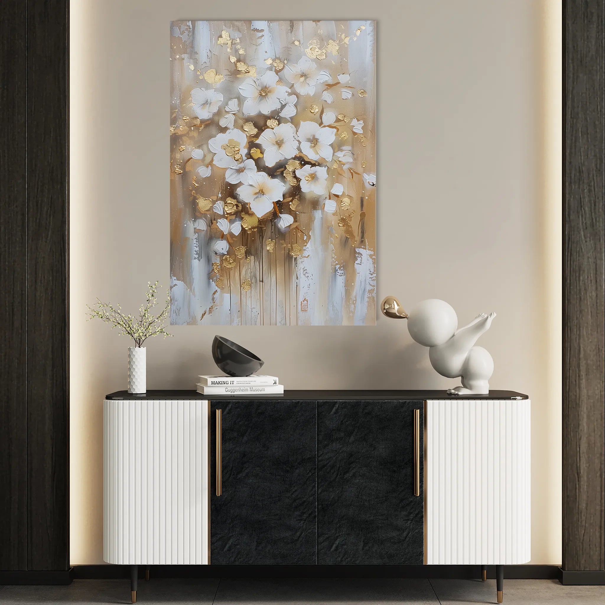 Floral 731 Canvas Art 60 x 40 cm / Black