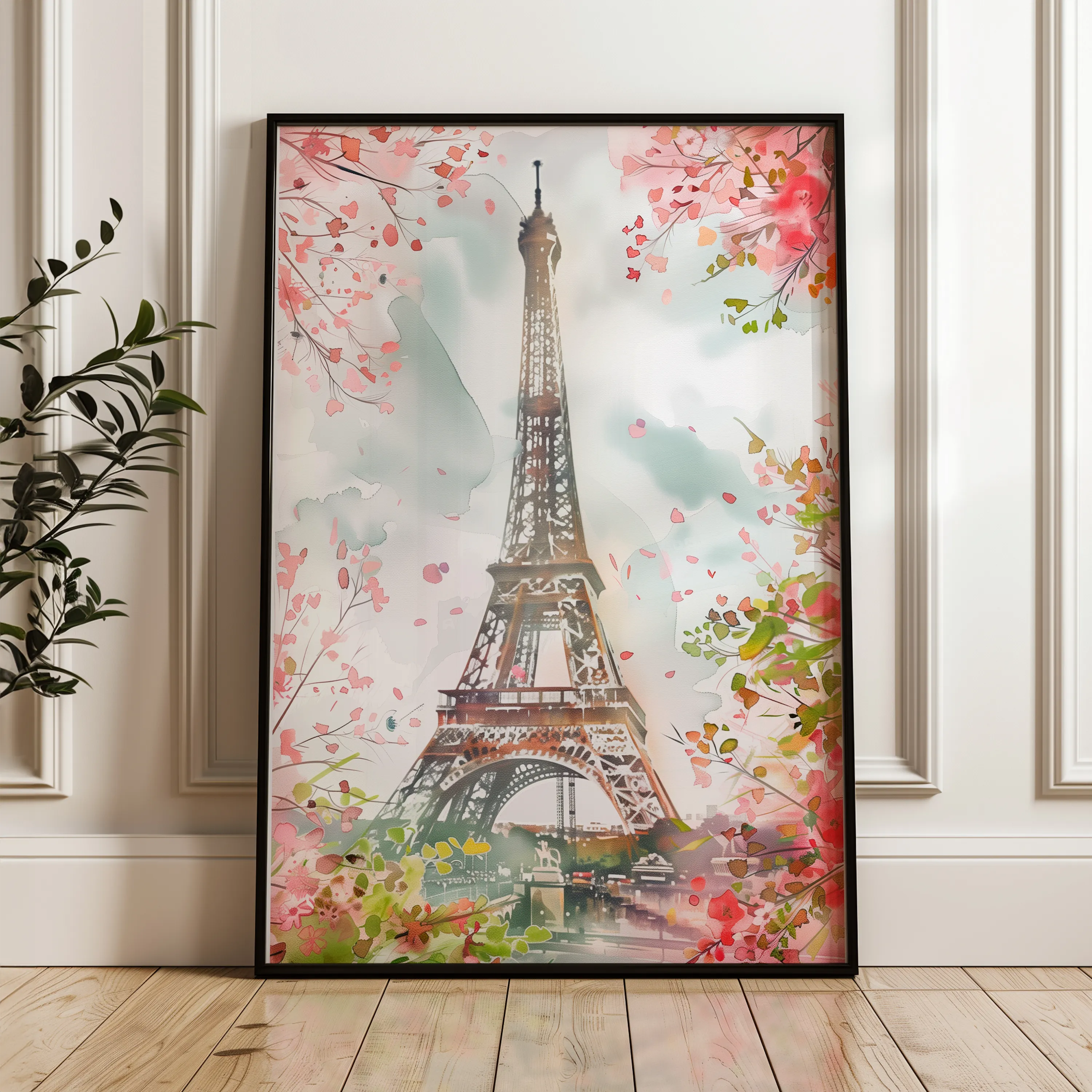 Floral 732 Canvas Art 60 x 40 cm / Black