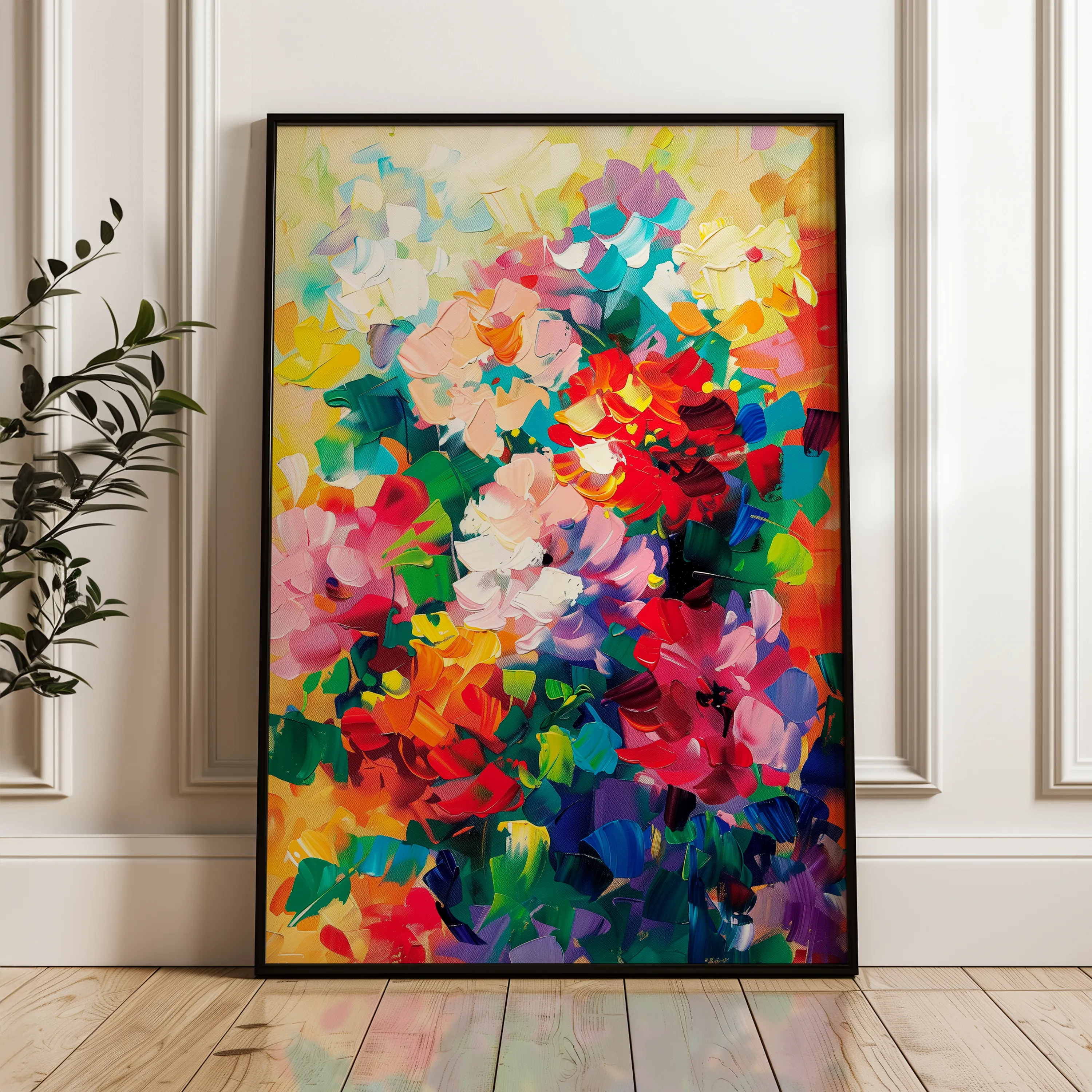 Floral 733 Canvas Art 60 x 40 cm / Black
