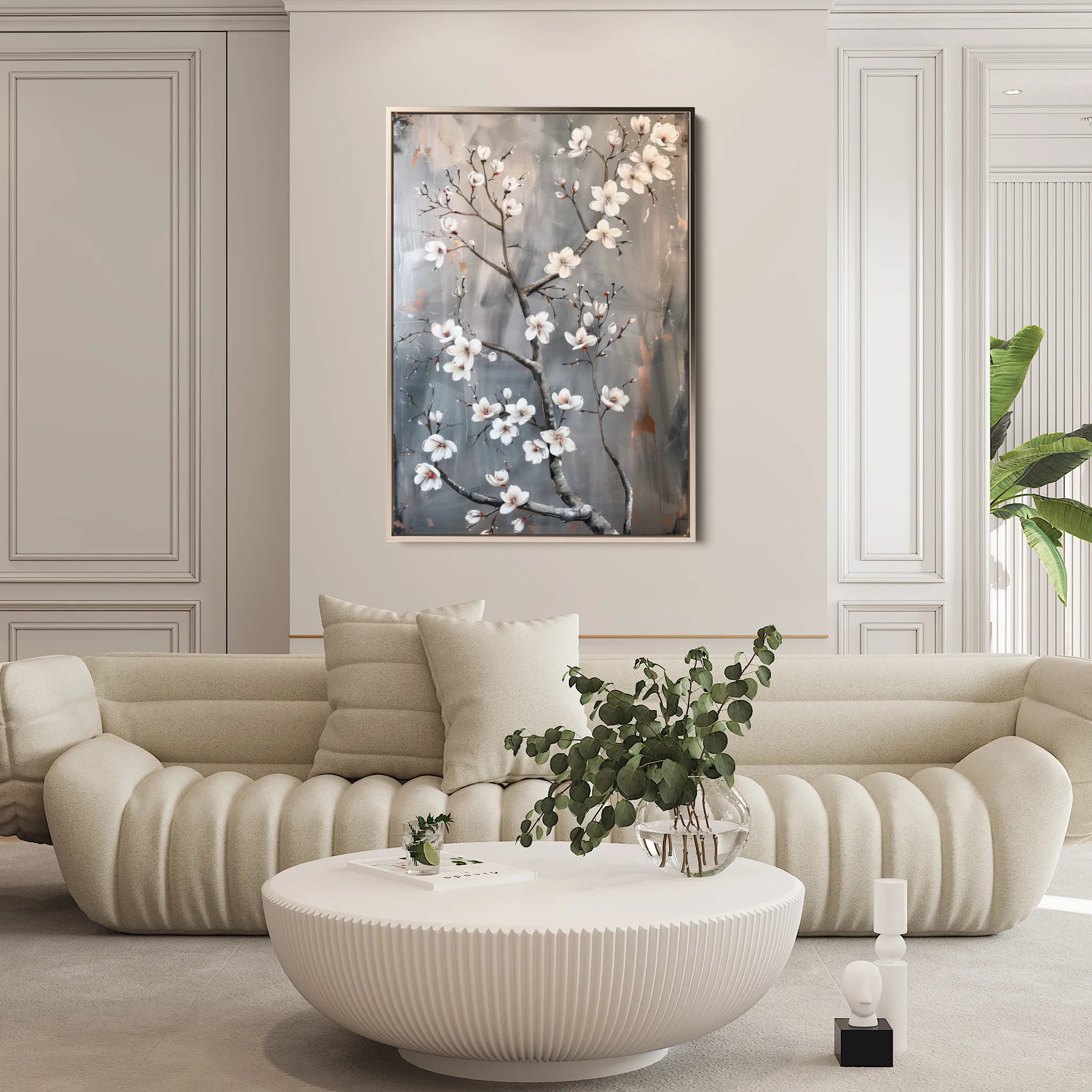 Floral 734 Canvas Art 60 x 40 cm / Black