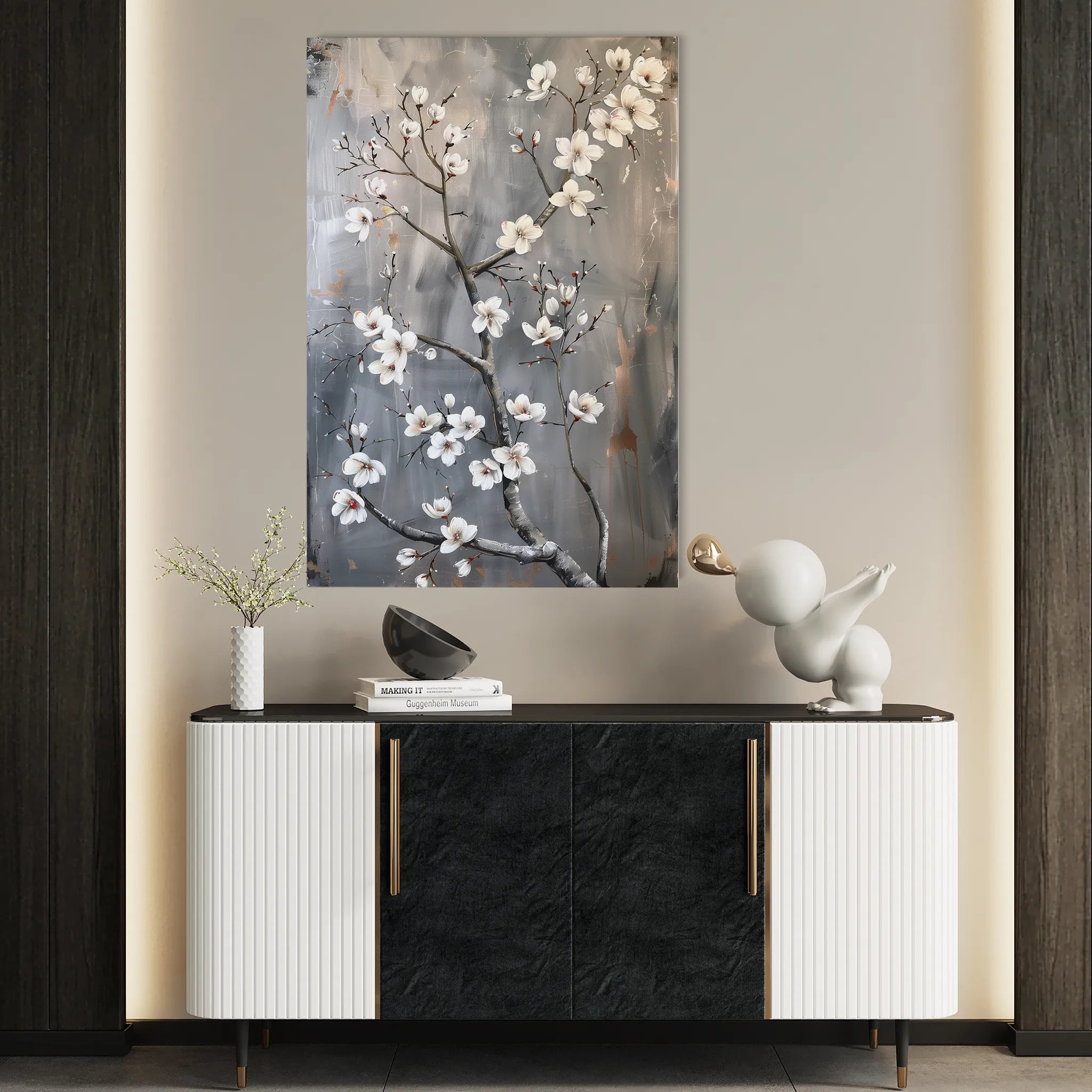 Floral 734 Canvas Art 60 x 40 cm / Black