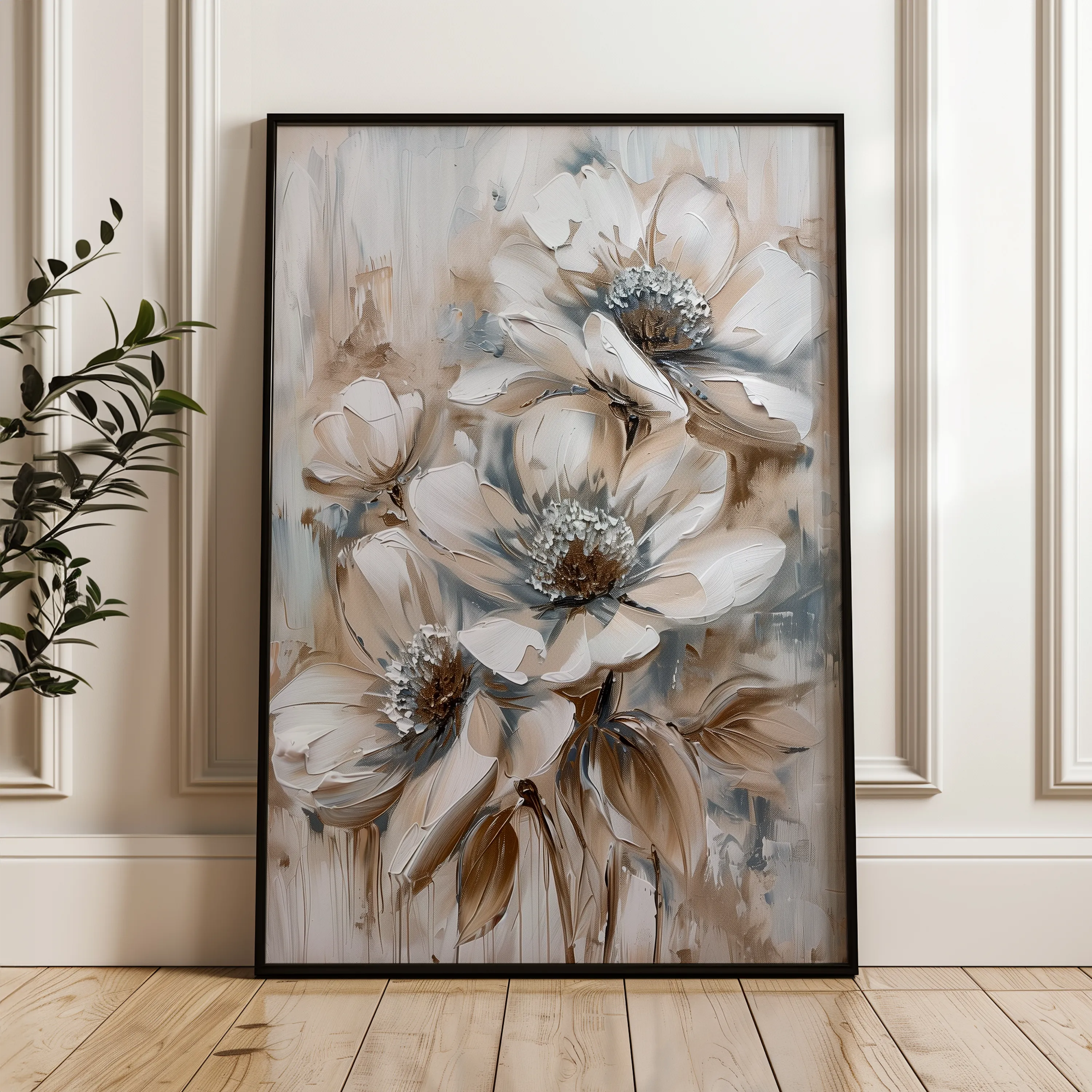 Floral 735 Canvas Art 60 x 40 cm / Black