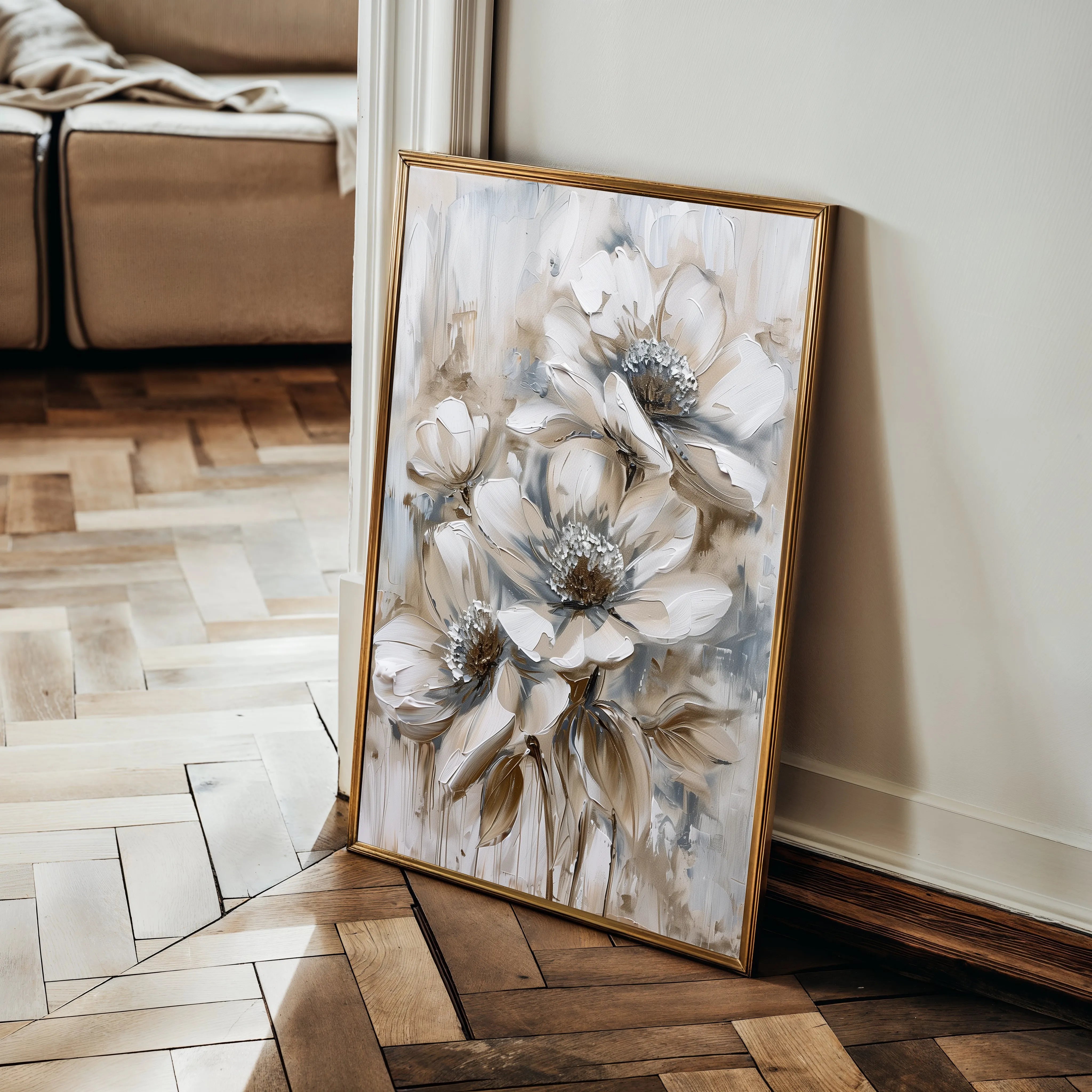 Floral 735 Canvas Art 60 x 40 cm / Black