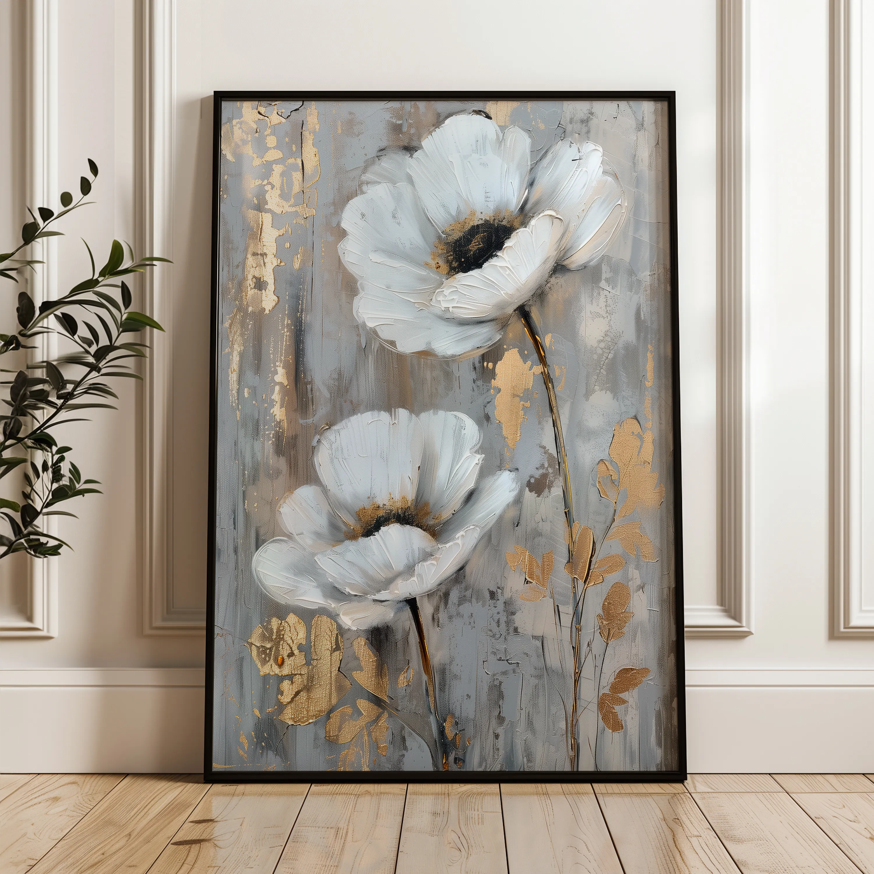 Floral 736 Canvas Art 60 x 40 cm / Black