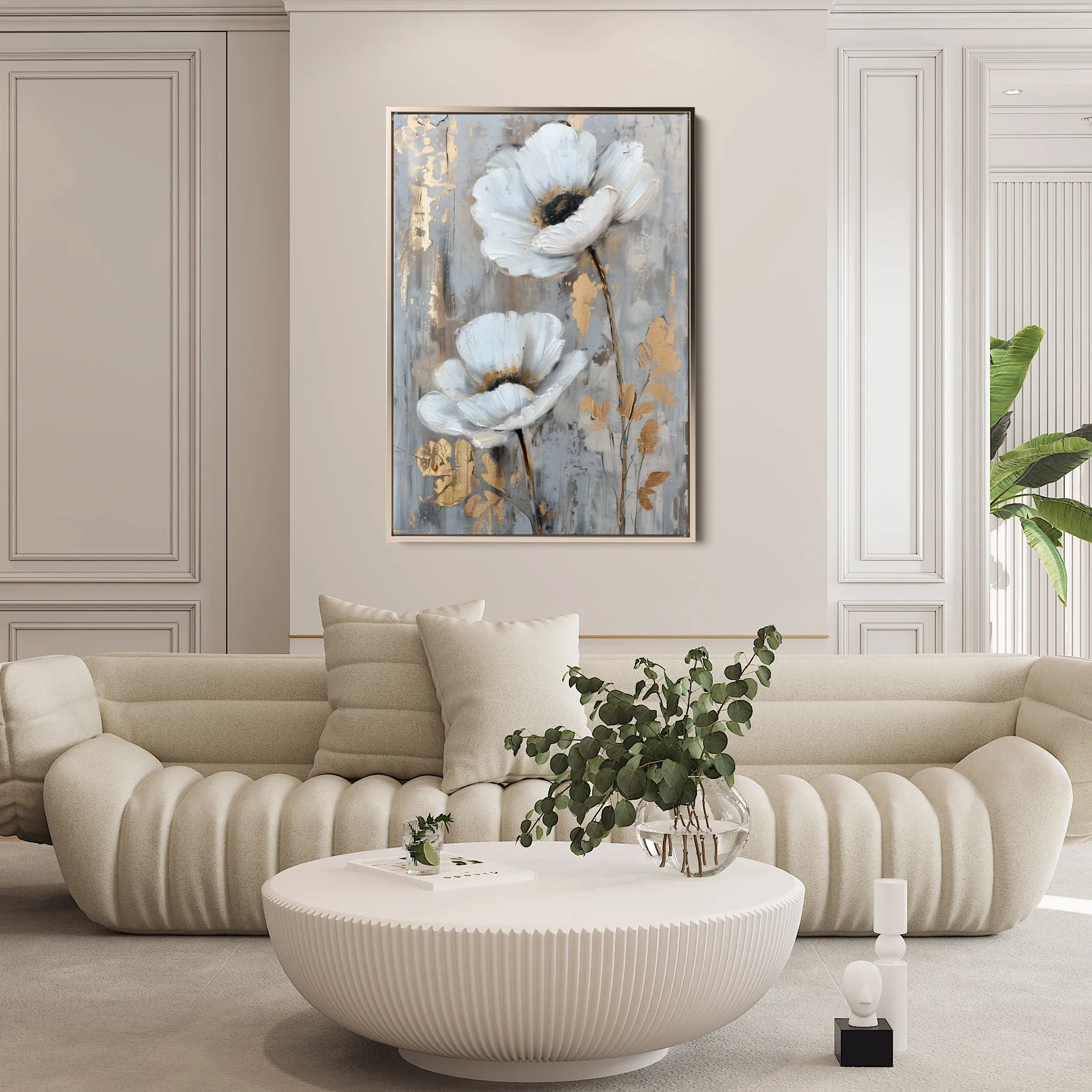 Floral 736 Canvas Art 60 x 40 cm / Black