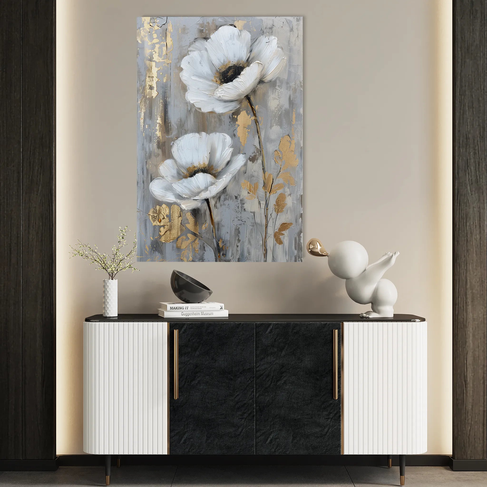 Floral 736 Canvas Art 60 x 40 cm / Black
