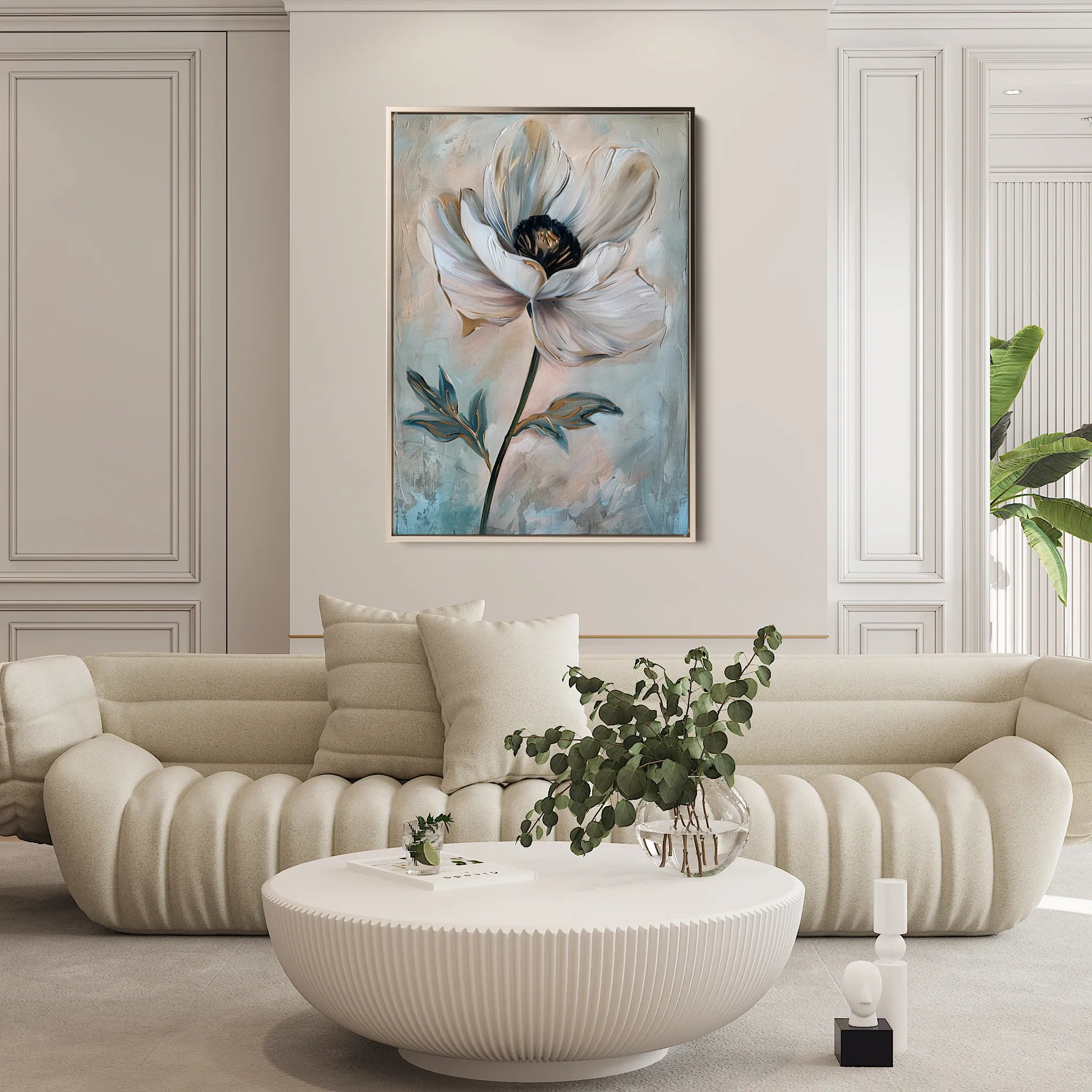 Floral 737 Canvas Art 60 x 40 cm / Black