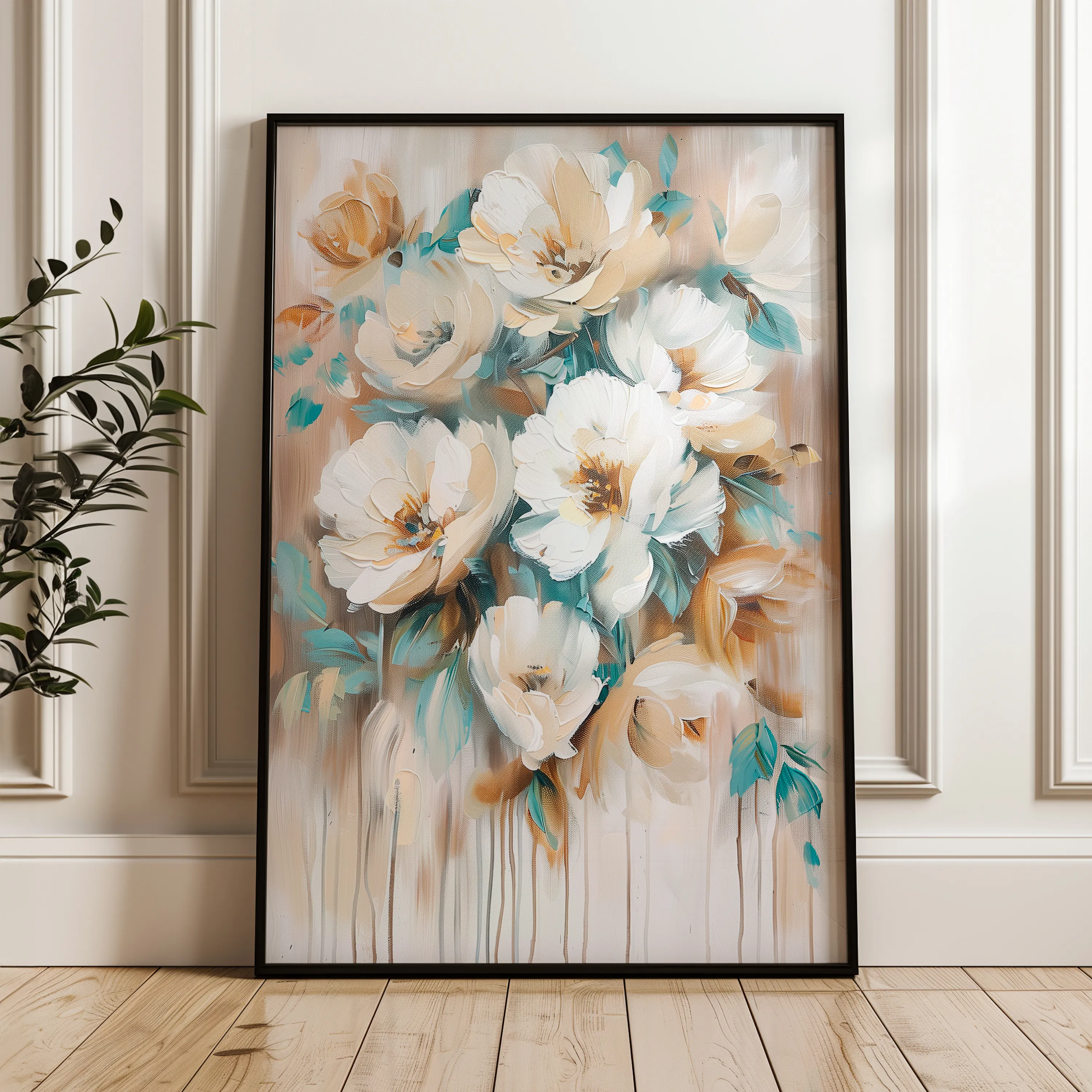 Floral 739 Canvas Art 60 x 40 cm / Black