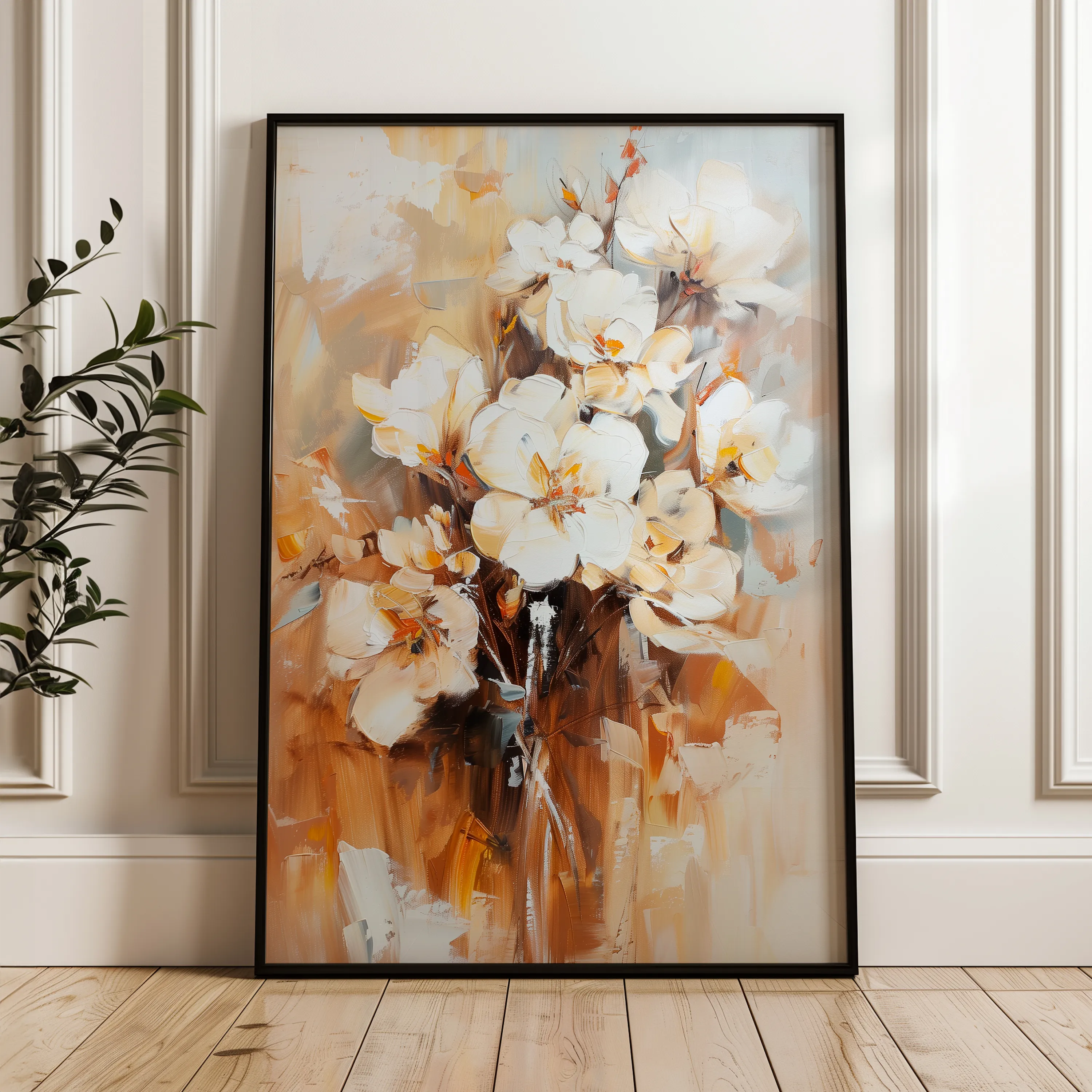 Floral 741 Canvas Art 60 x 40 cm / Black