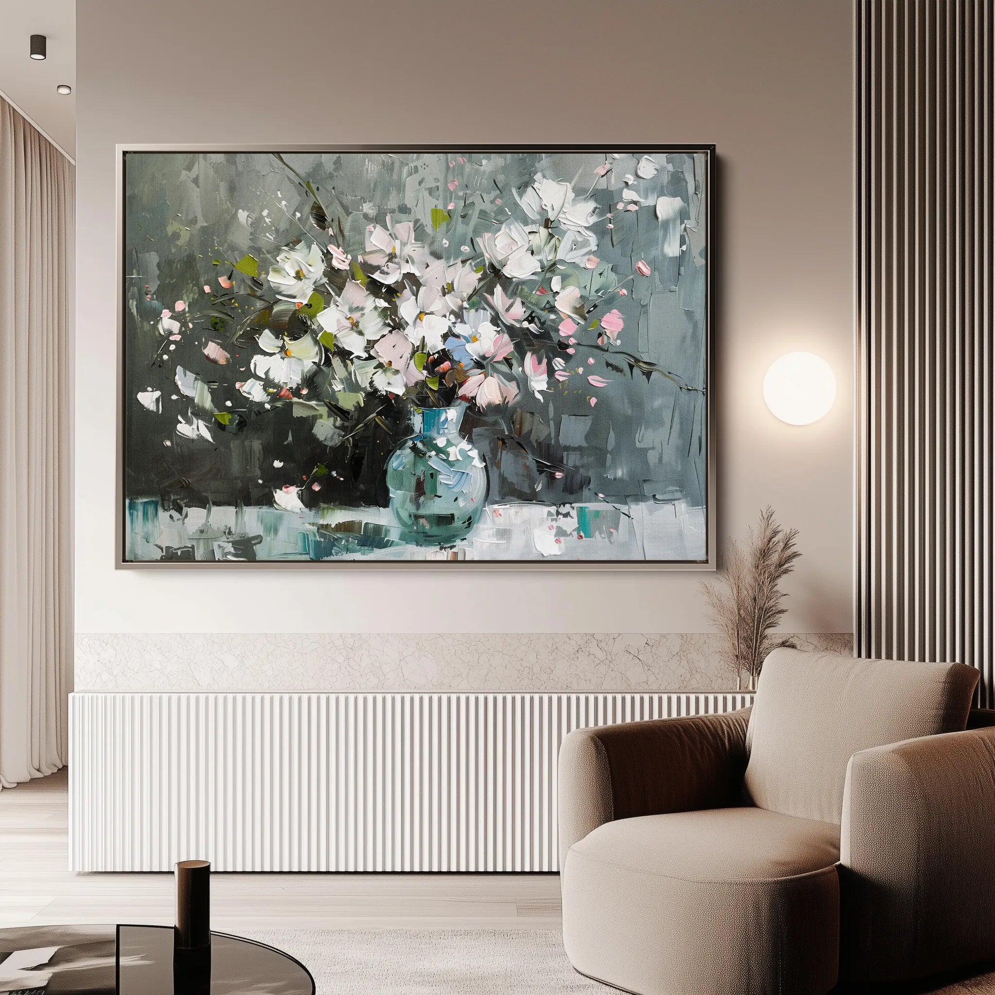 Floral 743 Canvas Art 60 x 40 cm / Black