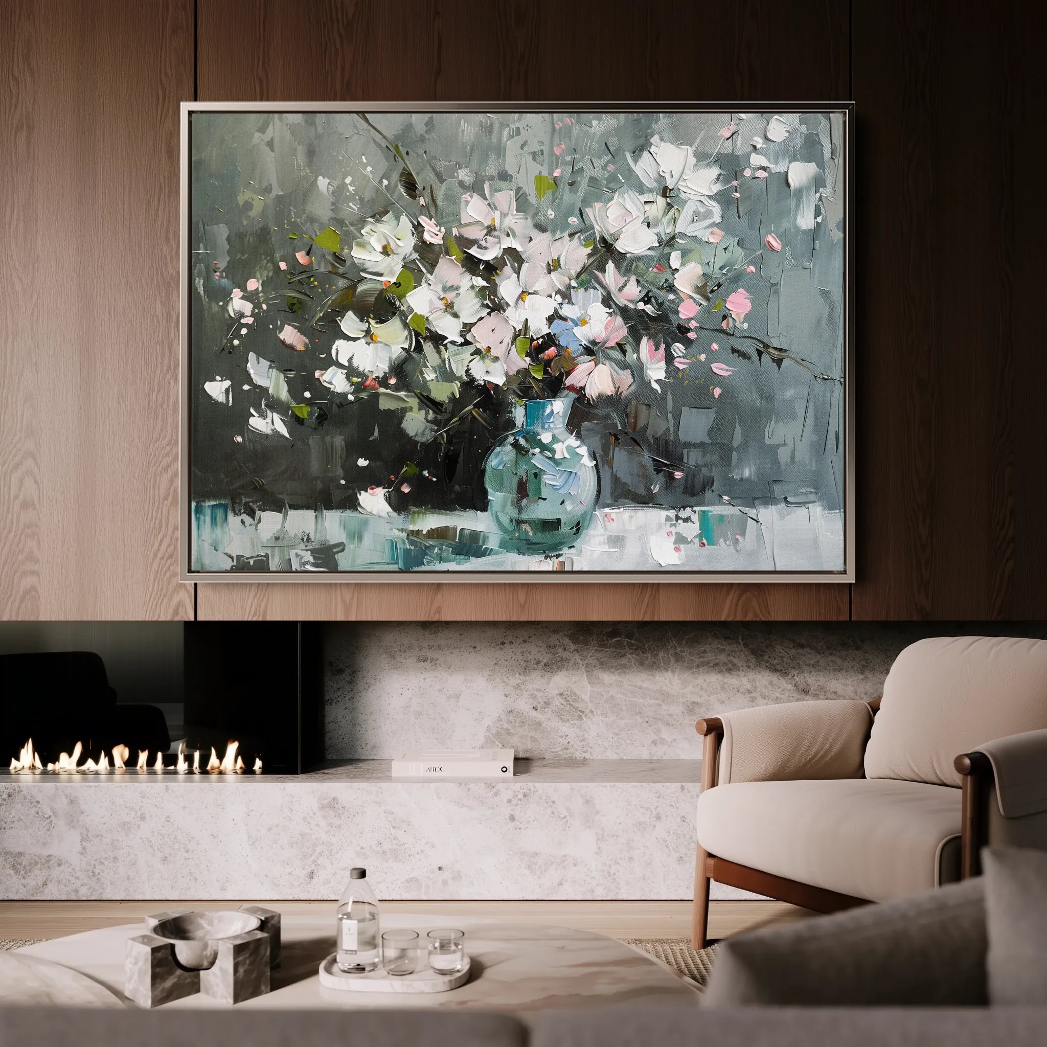 Floral 743 Canvas Art 60 x 40 cm / Black