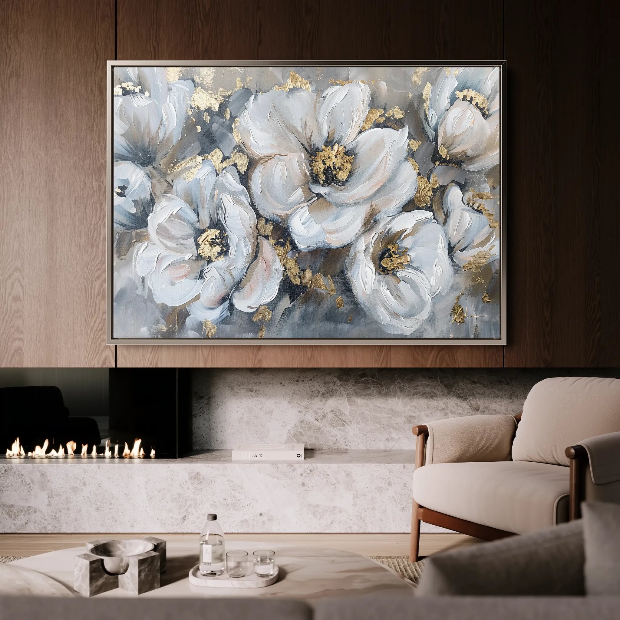 Floral 747 Canvas Art 60 x 40 cm / Black