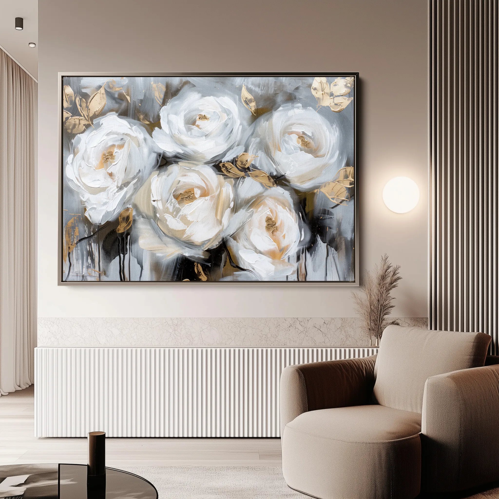 Floral 752 Canvas Art 60 x 40 cm / Black