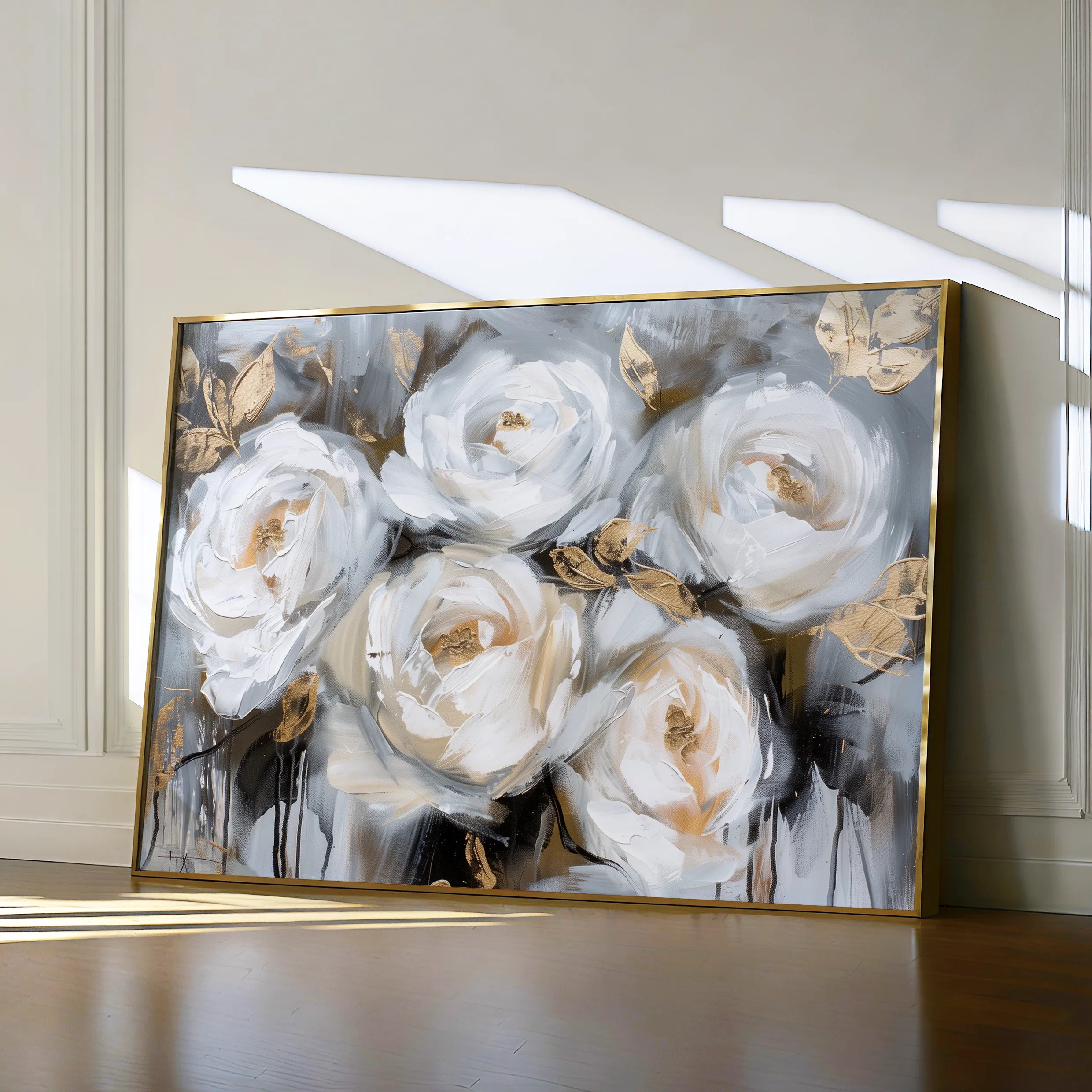 Floral 752 Canvas Art 60 x 40 cm / Black
