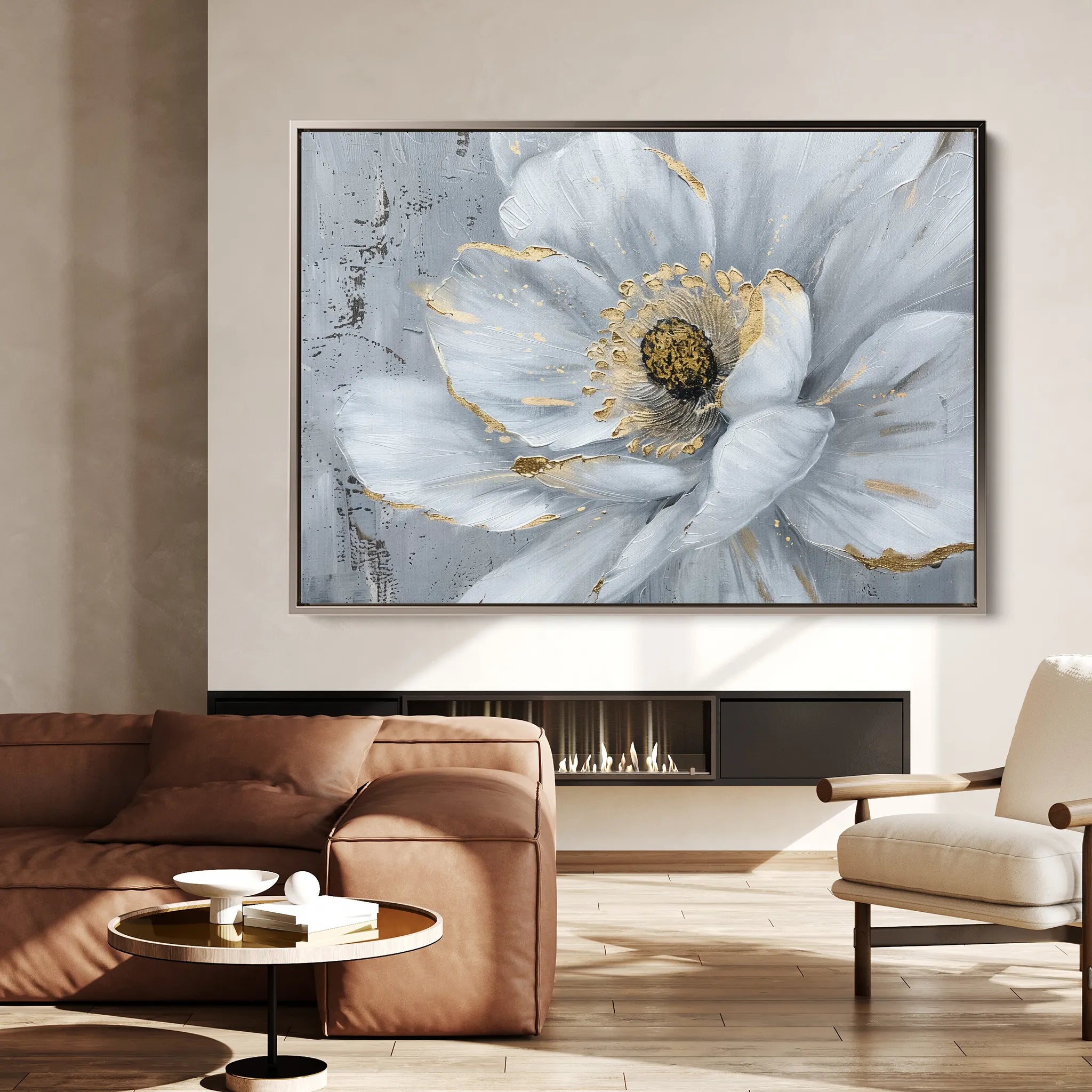 Floral 754 Canvas Art 60 x 40 cm / Black