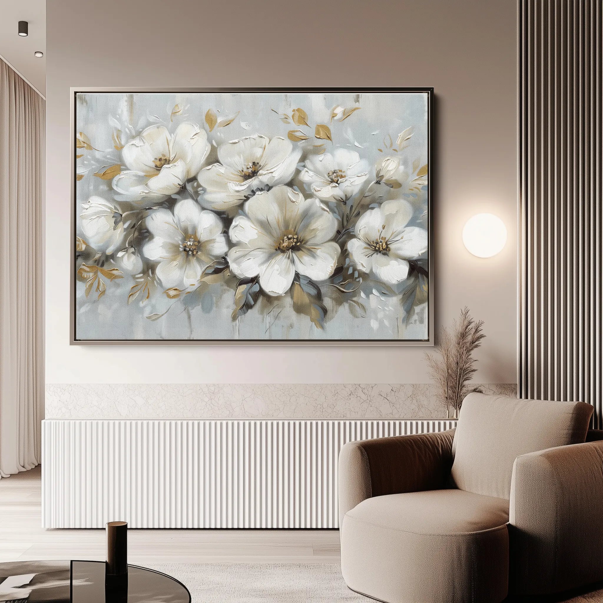 Floral 756 Canvas Art 60 x 40 cm / Black