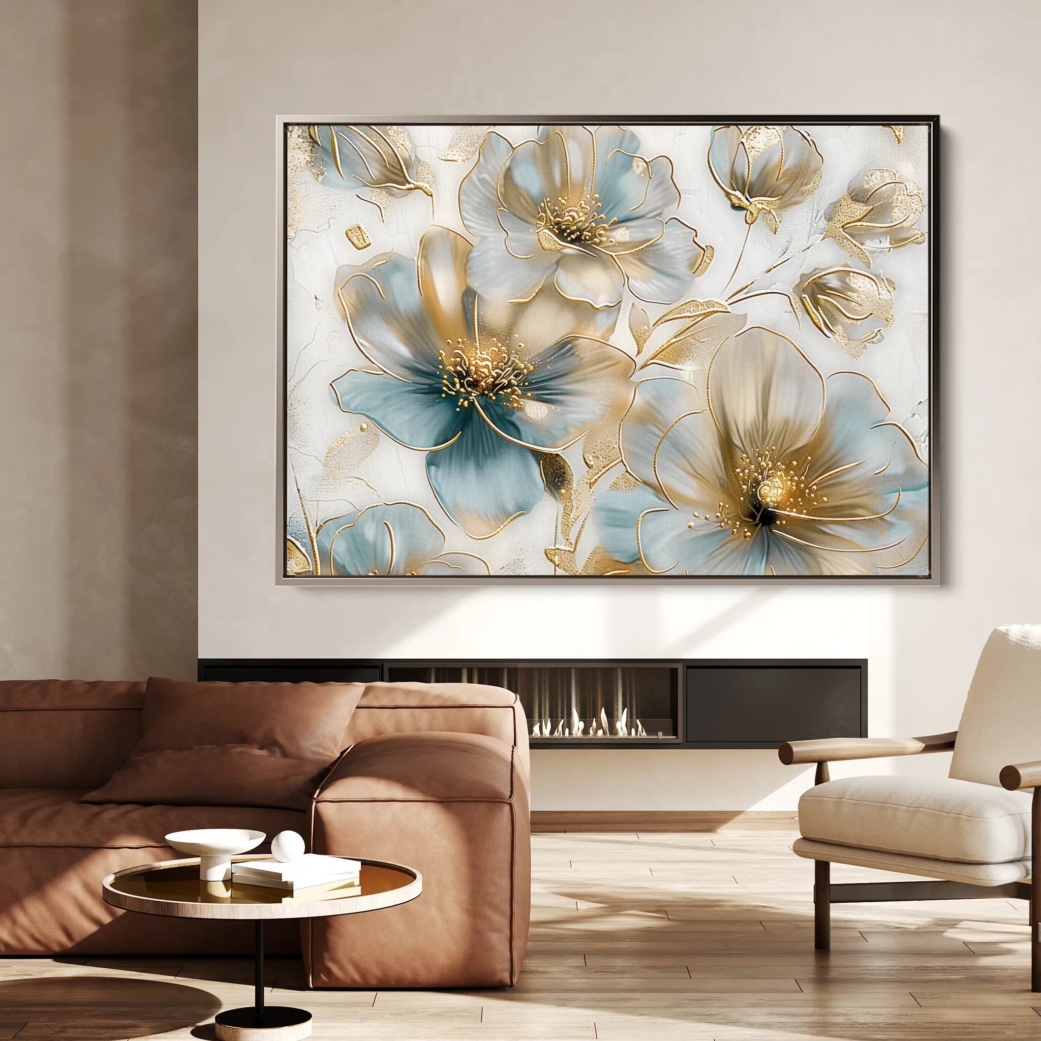 Floral 757 Canvas Art 60 x 40 cm / Black