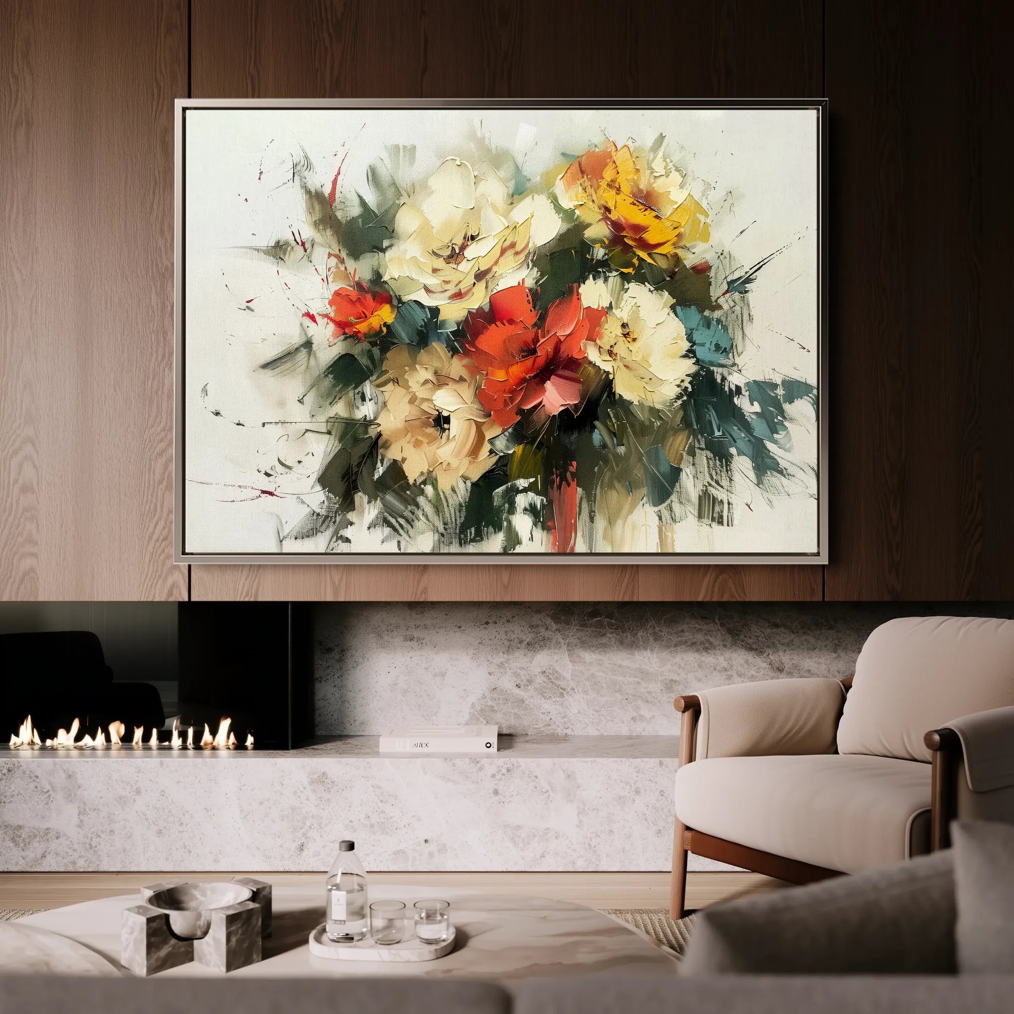 Floral 759 Canvas Art 60 x 40 cm / Black