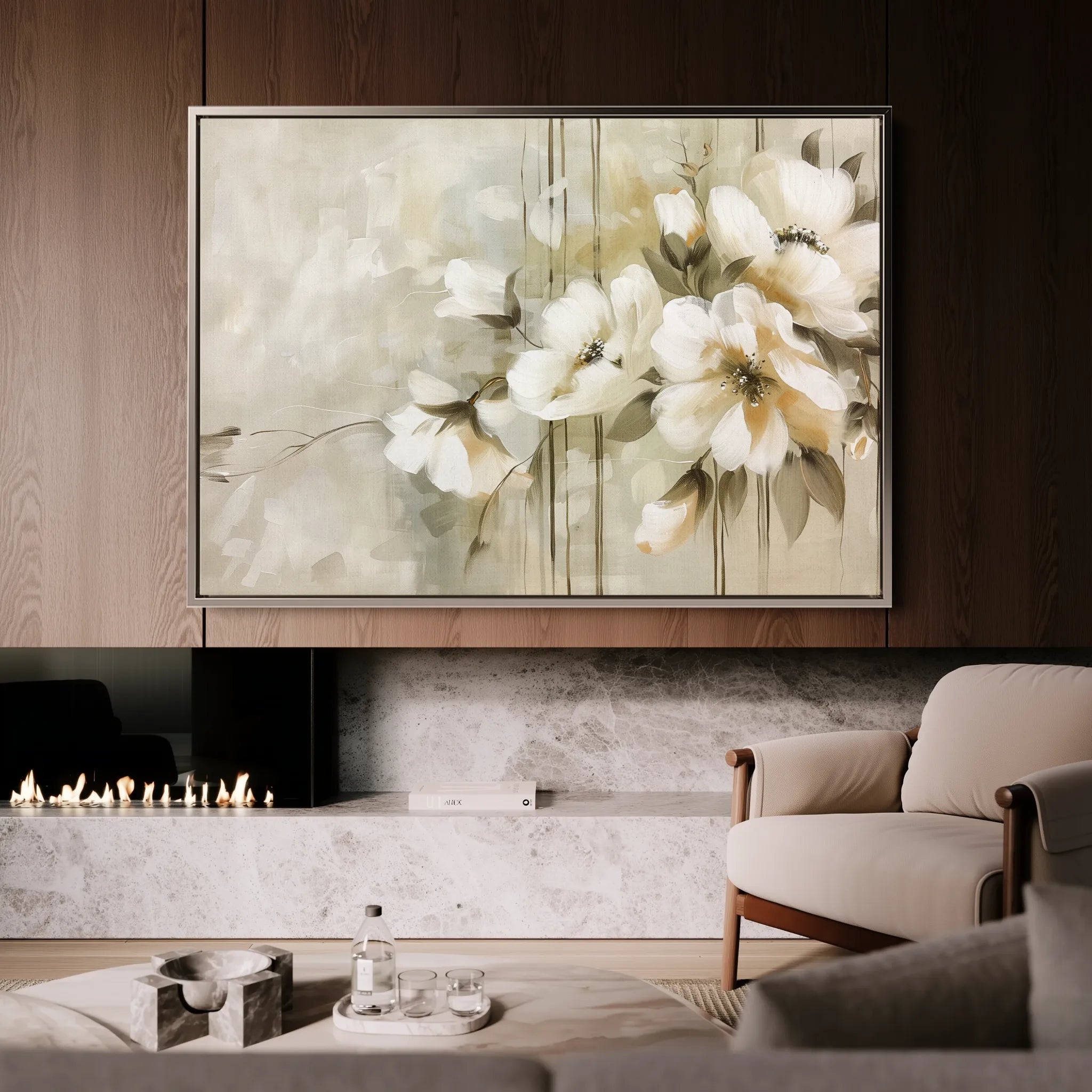 Floral 762 Canvas Art 60 x 40 cm / Black