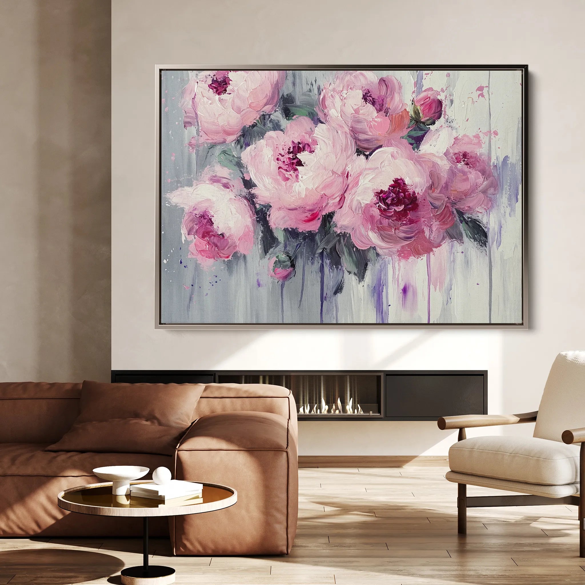 Floral 766 Canvas Art 60 x 40 cm / Black