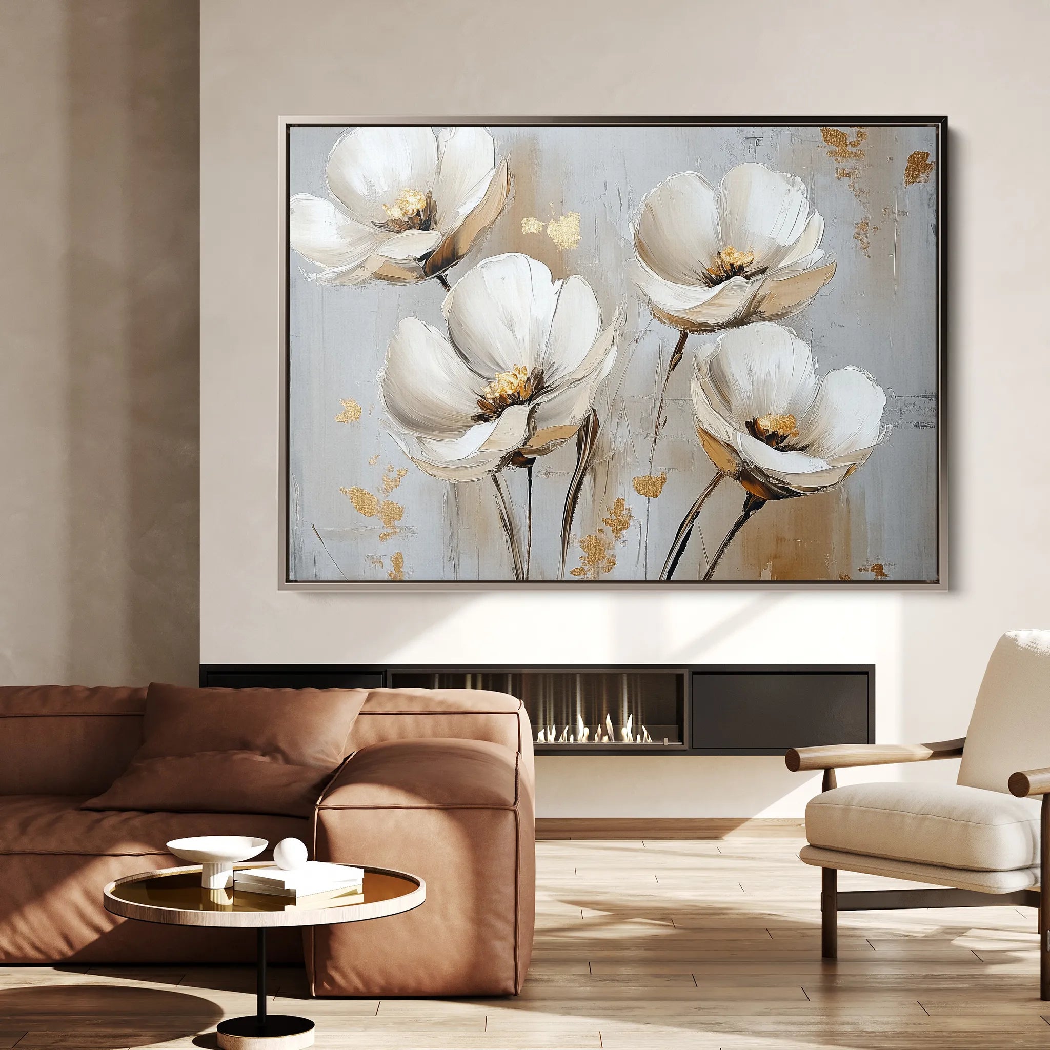 Floral 772 Canvas Art 60 x 40 cm / Black