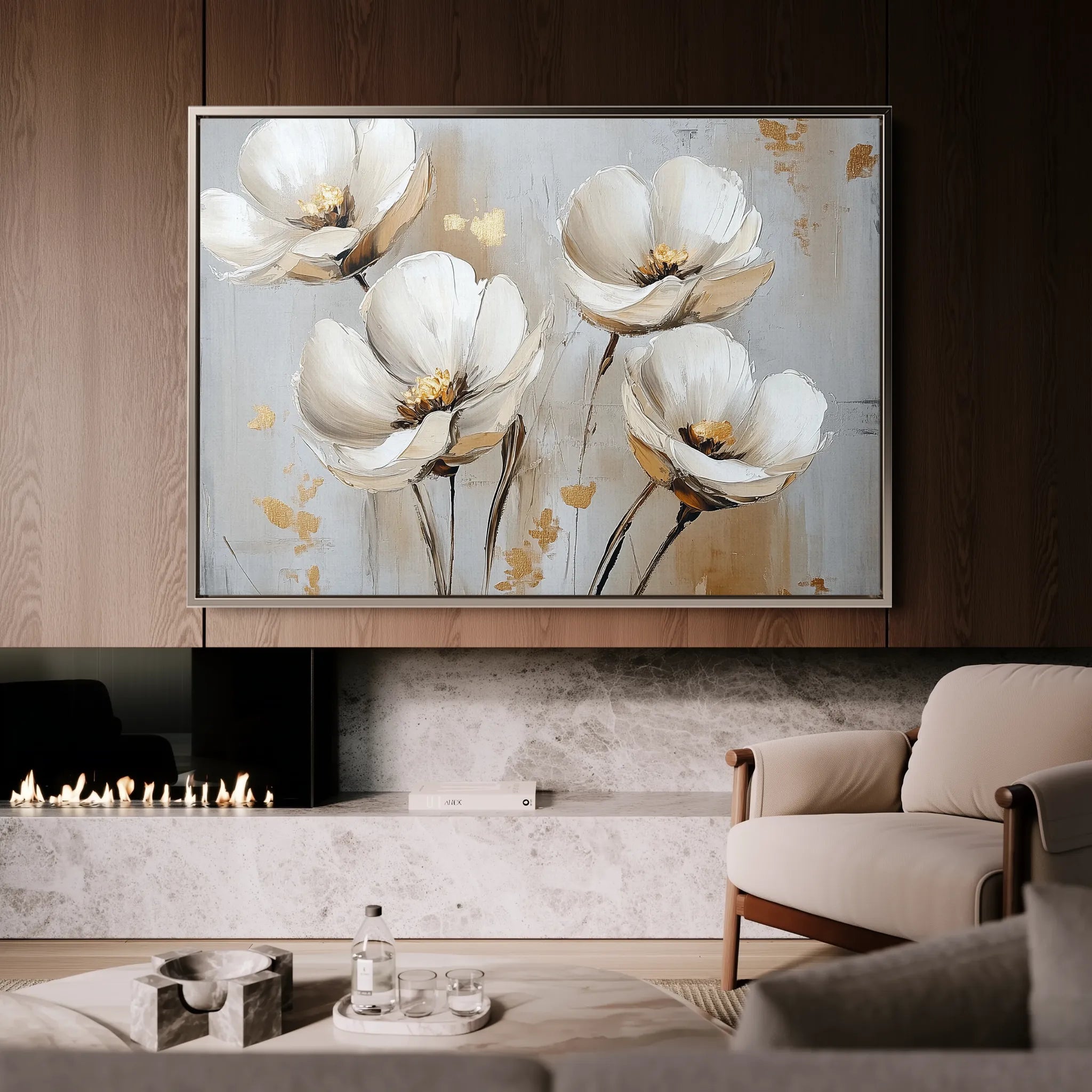 Floral 772 Canvas Art 60 x 40 cm / Black