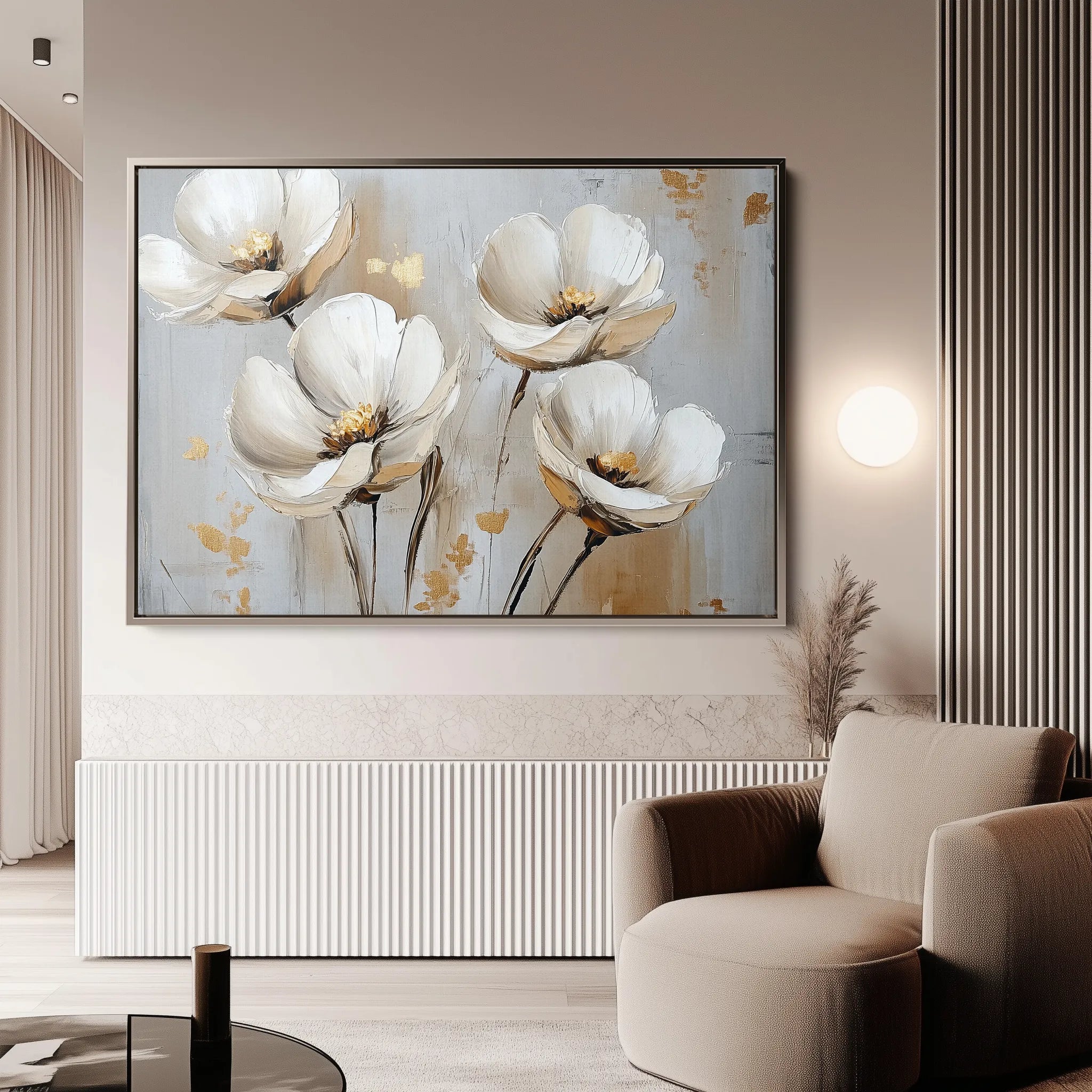 Floral 772 Canvas Art 60 x 40 cm / Black