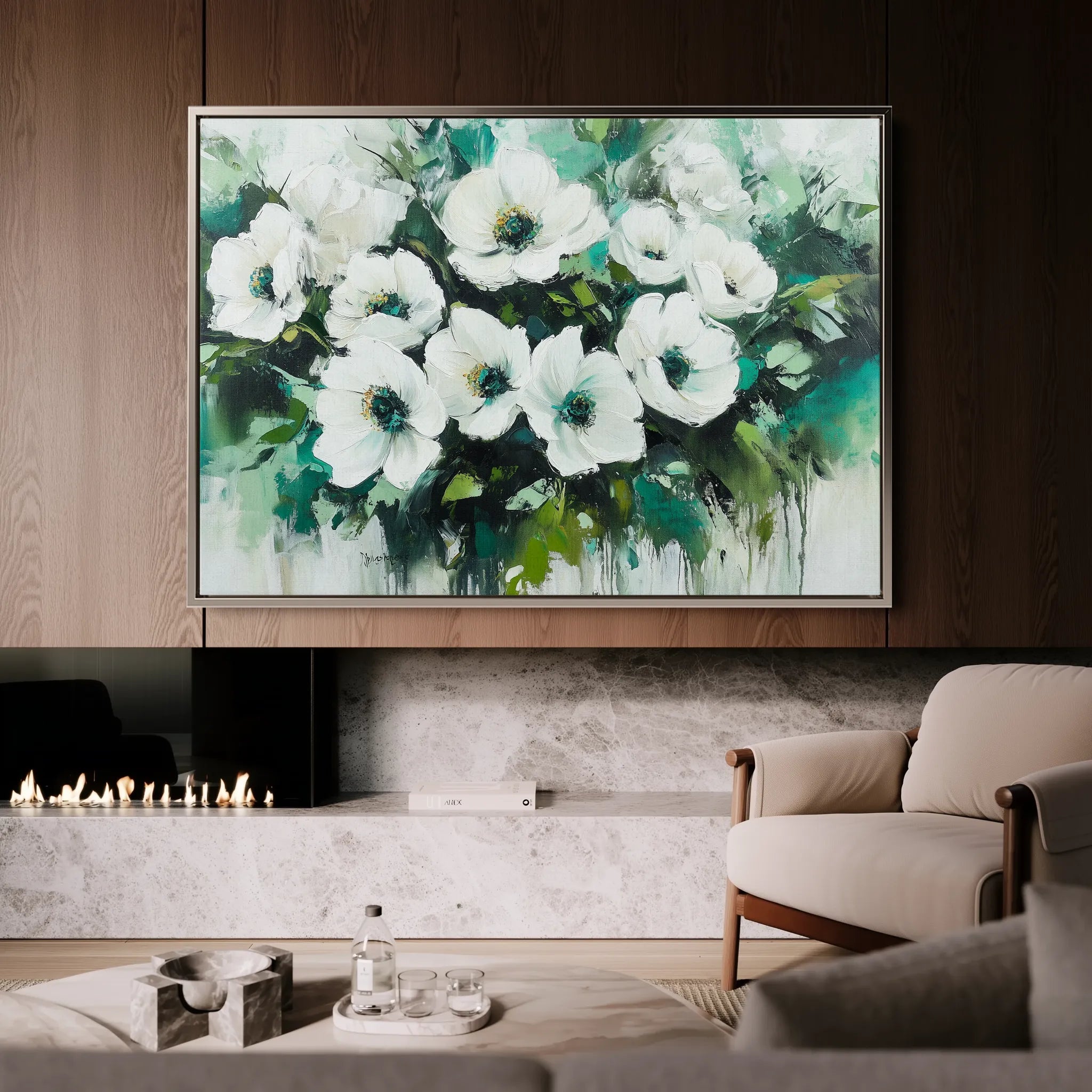 Floral 780 Canvas Art 60 x 40 cm / Black
