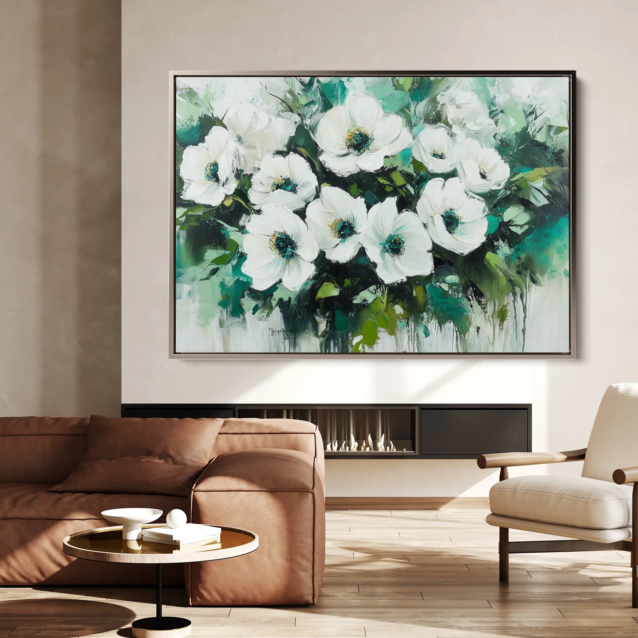 Floral 780 Canvas Art 60 x 40 cm / Black