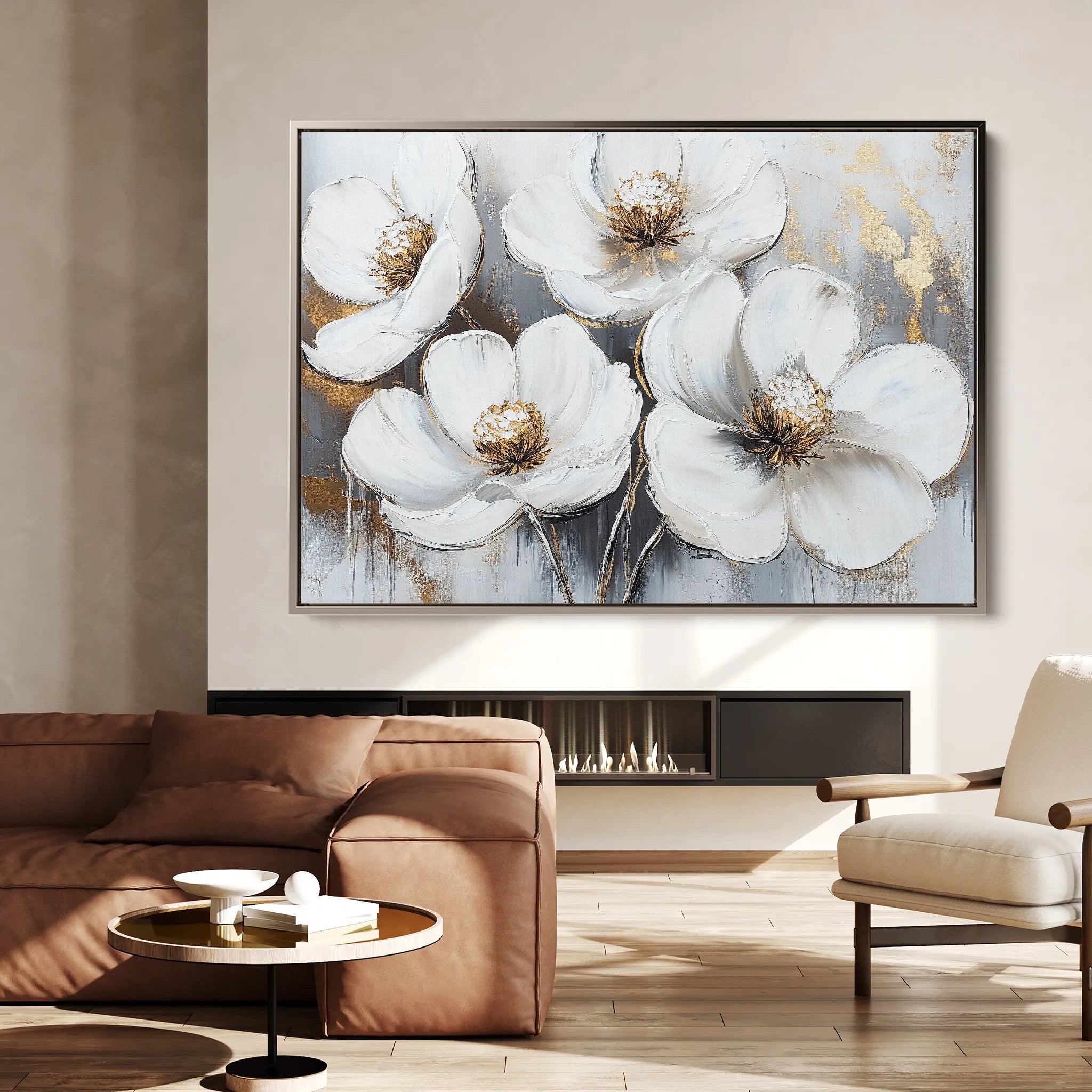Floral 783 Canvas Art 60 x 40 cm / Black