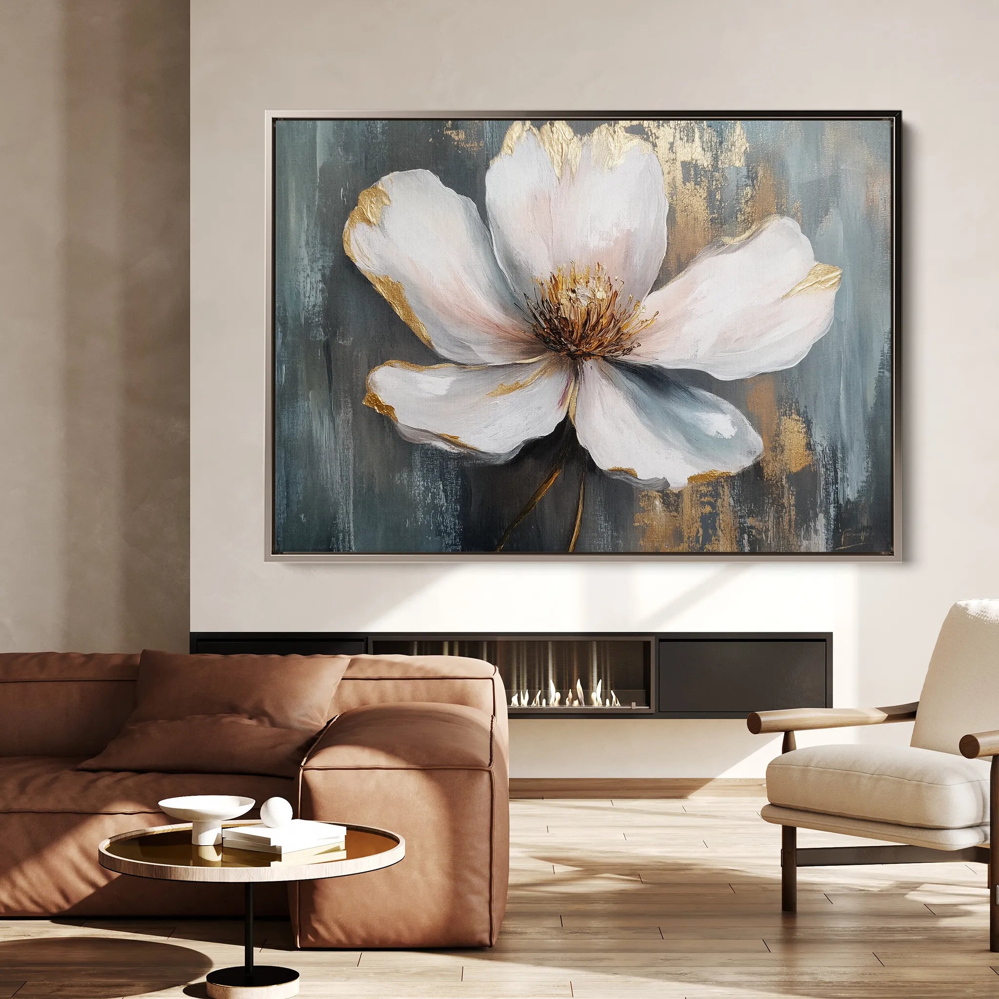 Floral 784 Canvas Art 60 x 40 cm / Black