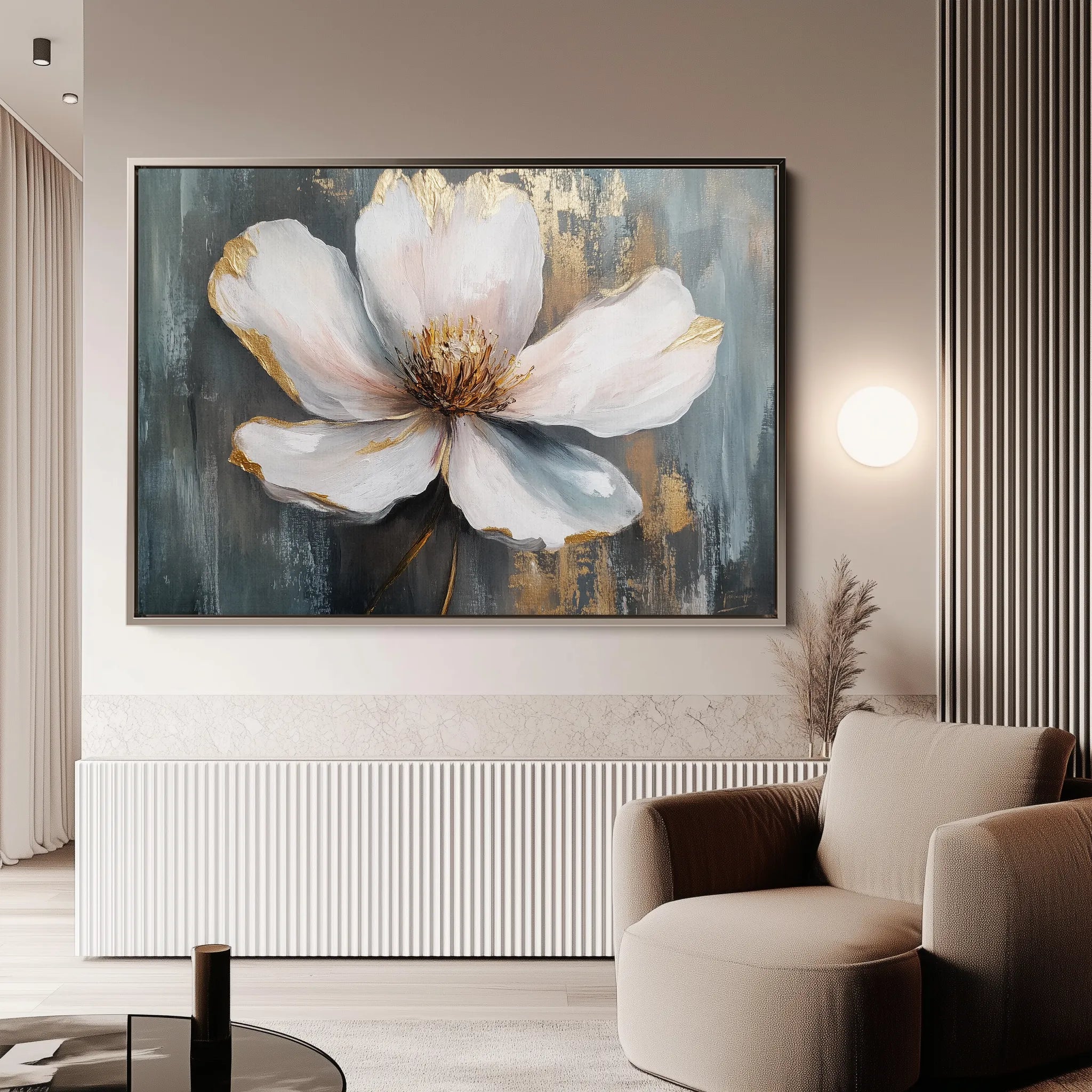 Floral 784 Canvas Art 60 x 40 cm / Black