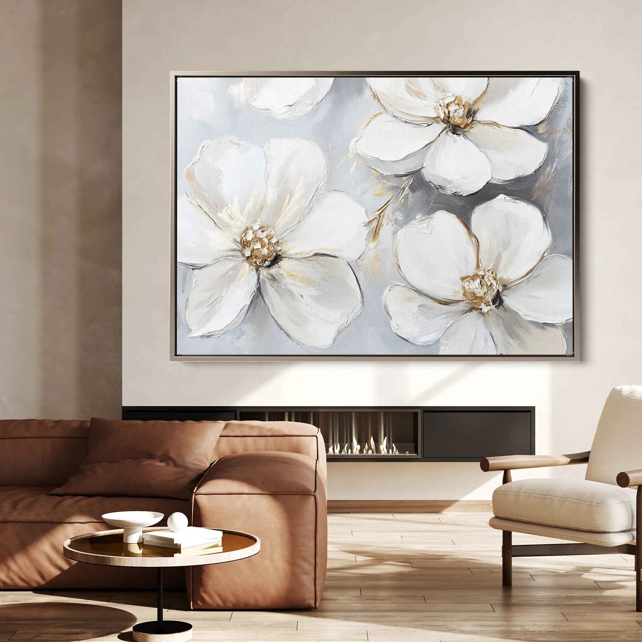 Floral 785 Canvas Art 60 x 40 cm / Black