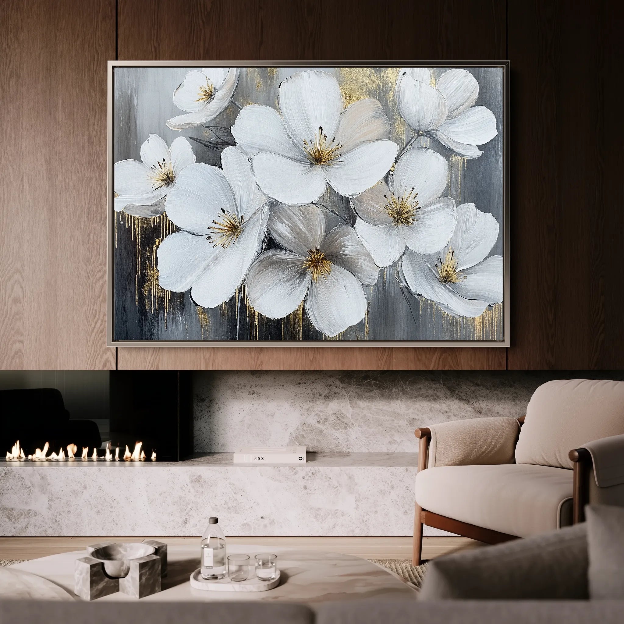 Floral 792 Canvas Art 60 x 40 cm / Black