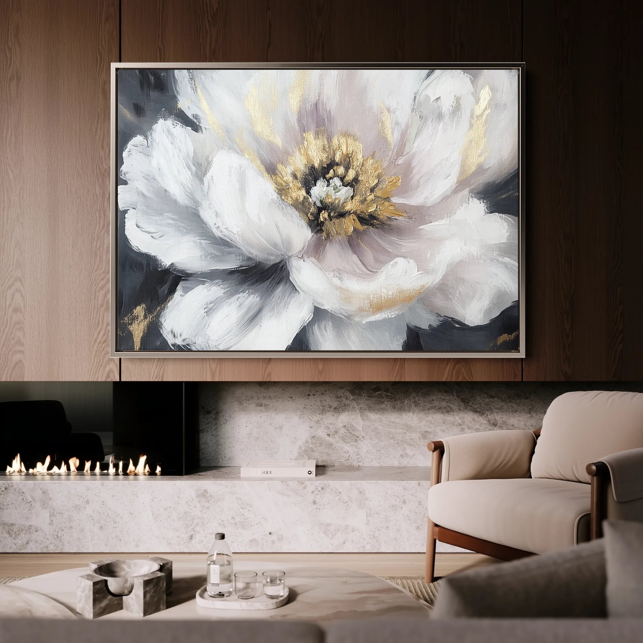 Floral 794 Canvas Art 60 x 40 cm / Black